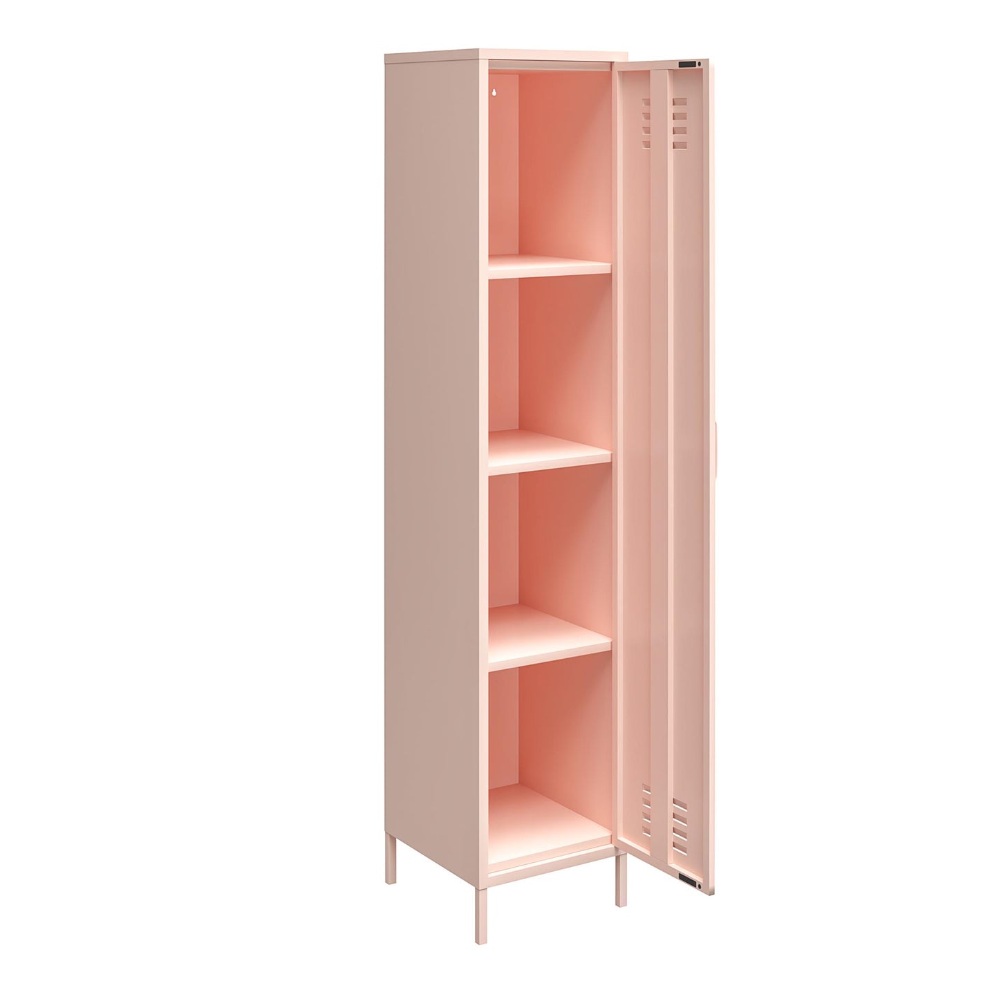 Shadwick Single Closed Door Metal Locker Storage Cabinet with 4 Shelves - Pink