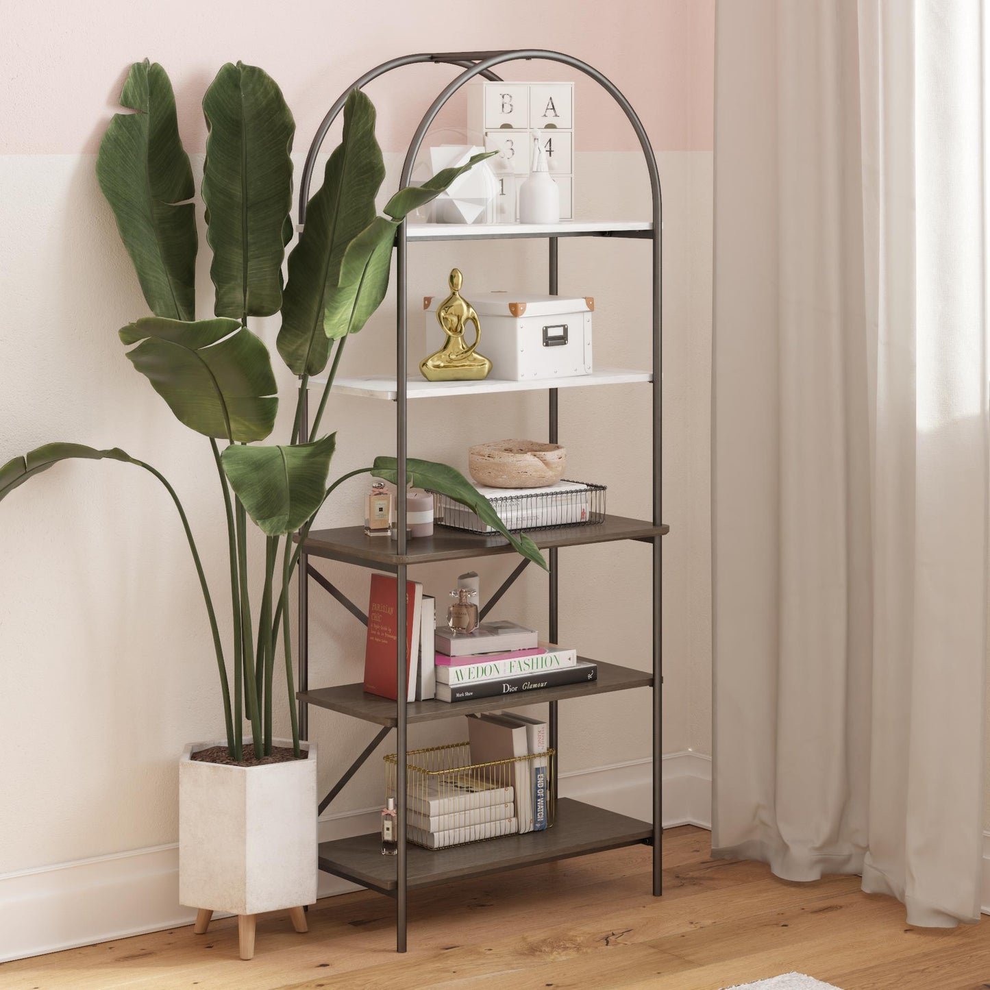 Vivinne 5 Shelf Bookcase - Gray (Wood Grain)