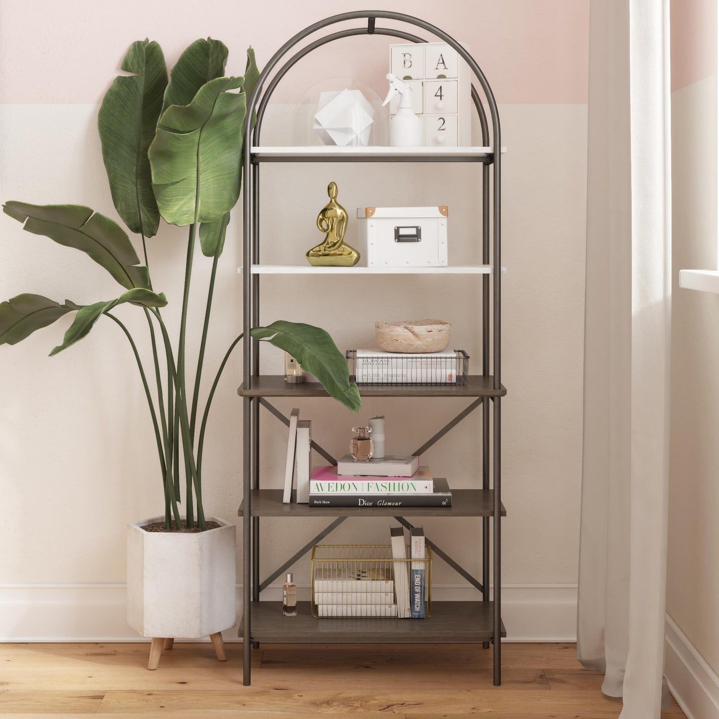 Vivinne 5 Shelf Bookcase - Gray (Wood Grain)