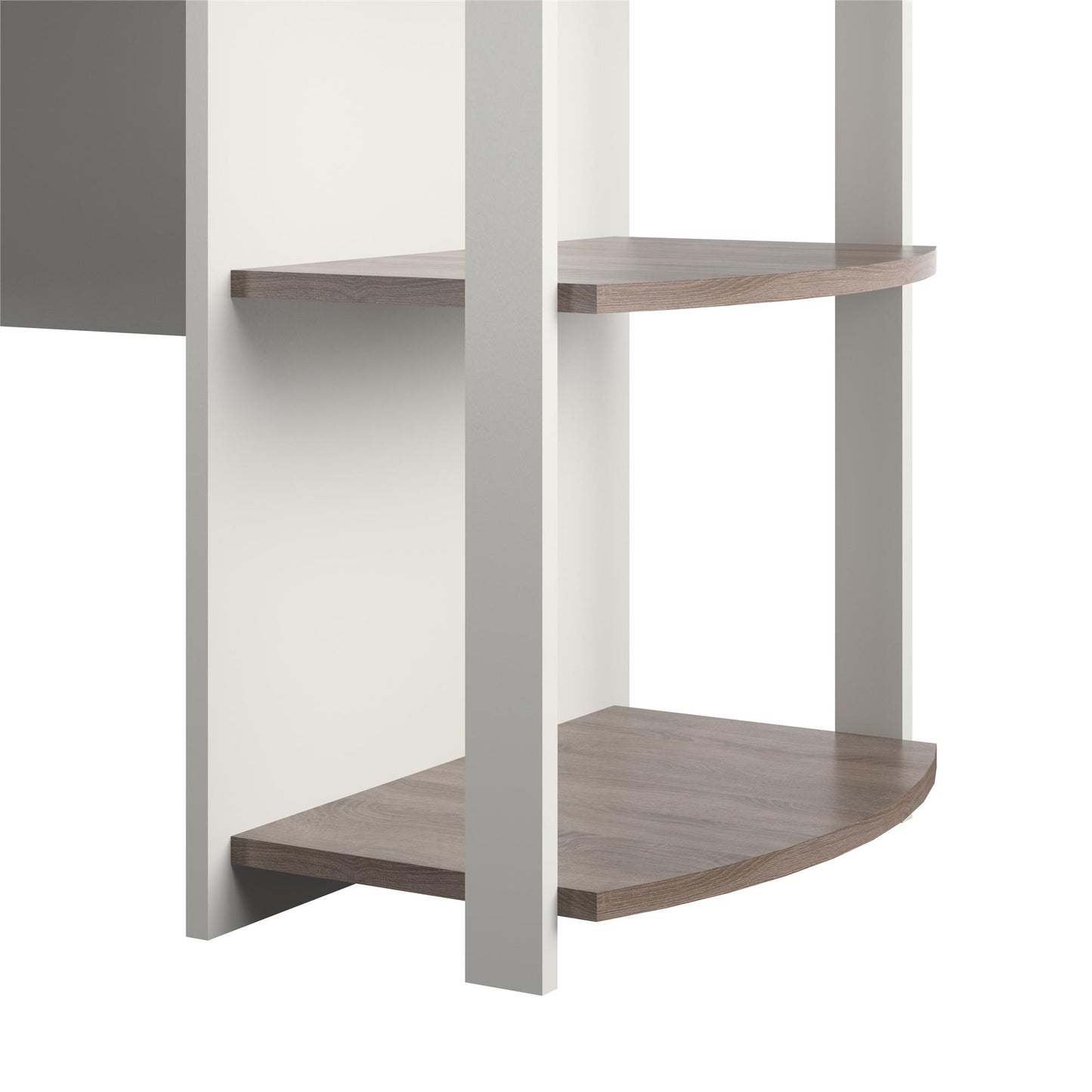 Dakota Computer L Desk with Side Bookshelf and Large Worksurface - White