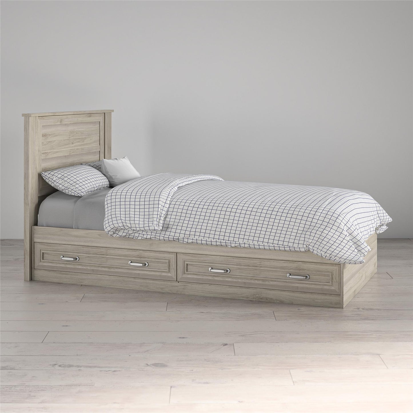 Sierra Ridge Levi Bed with 2 Large Storage Drawers - Light Walnut - Twin