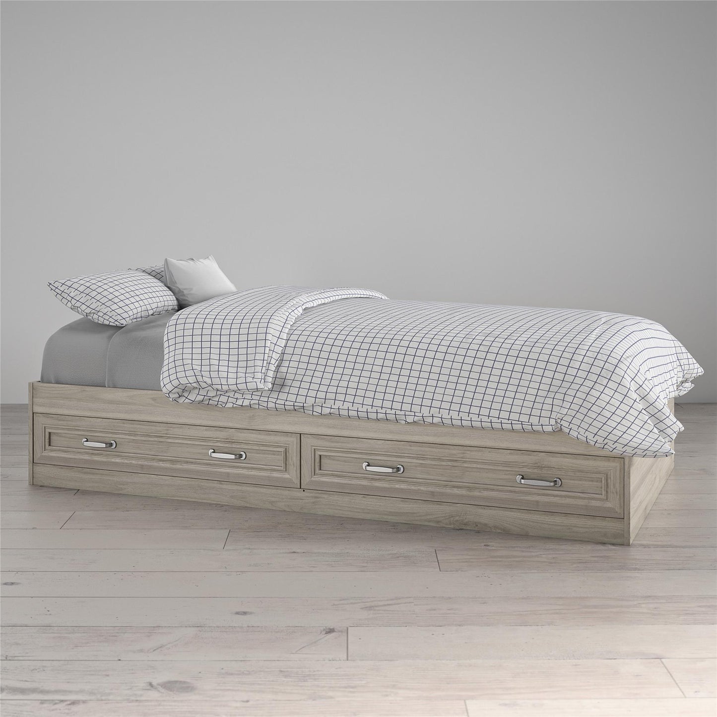 Sierra Ridge Levi Bed with 2 Large Storage Drawers - Light Walnut - Twin