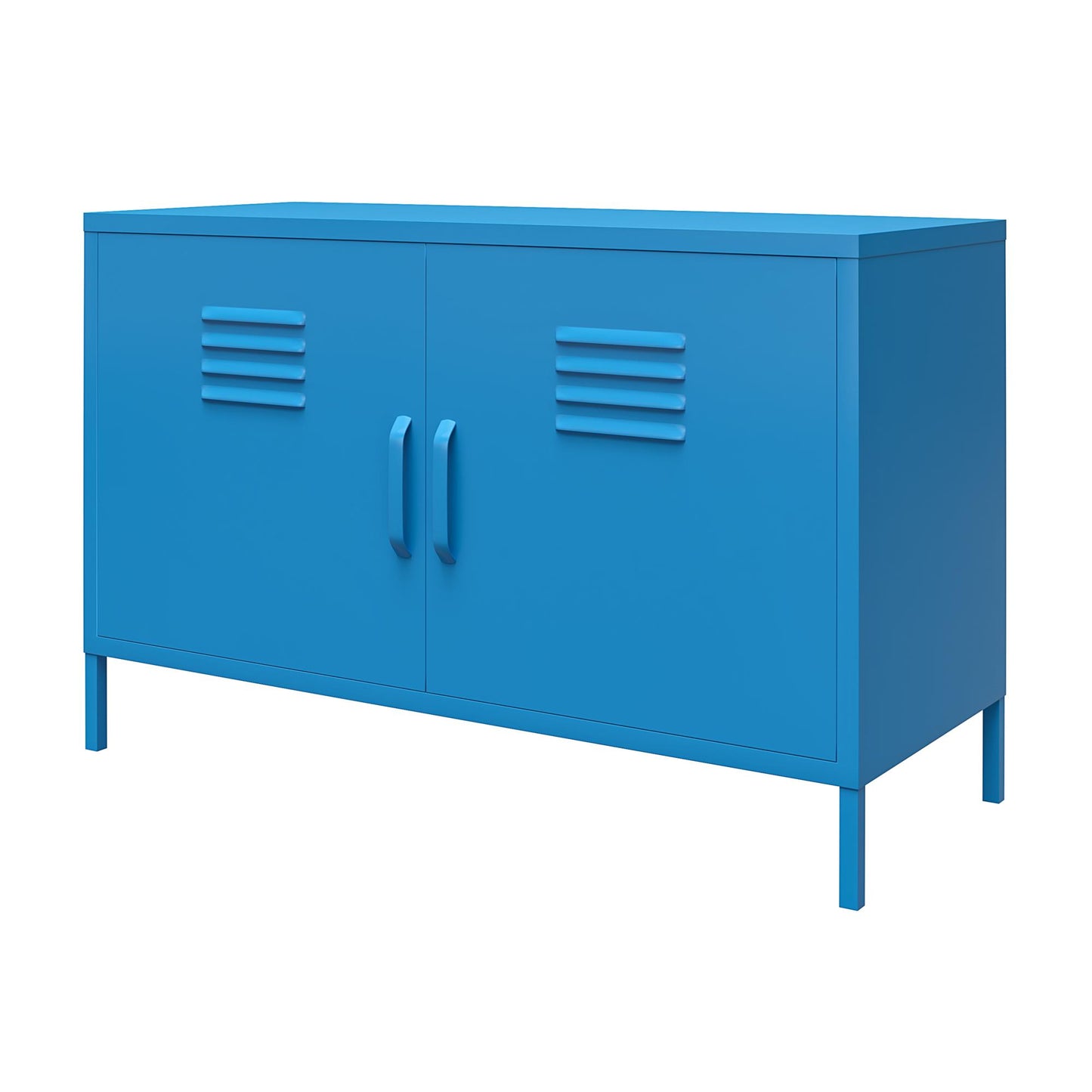 Cache 2 Door Wide Metal Locker Accent Storage Cabinet, Blue - Blue