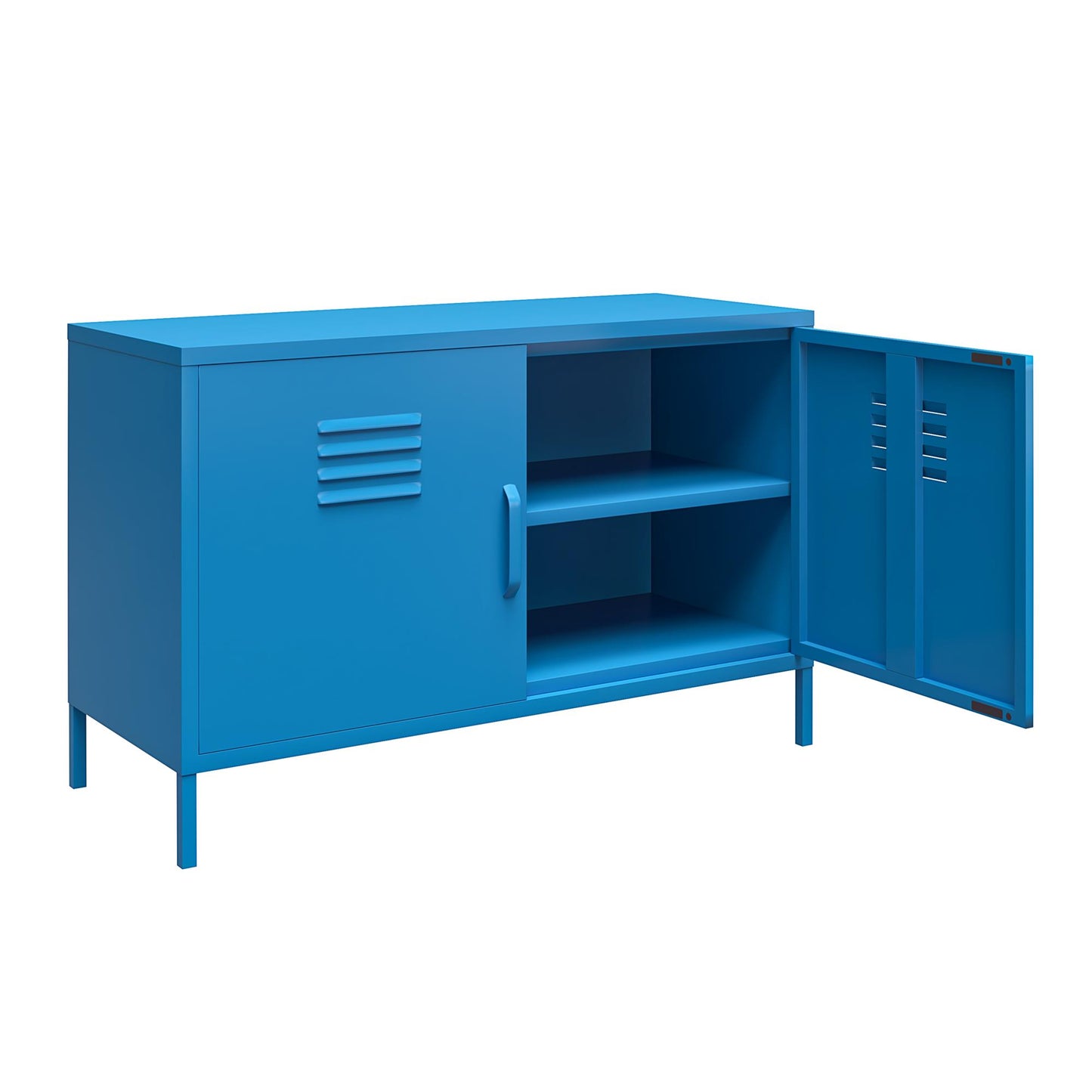 Cache 2 Door Wide Metal Locker Accent Storage Cabinet, Blue - Blue
