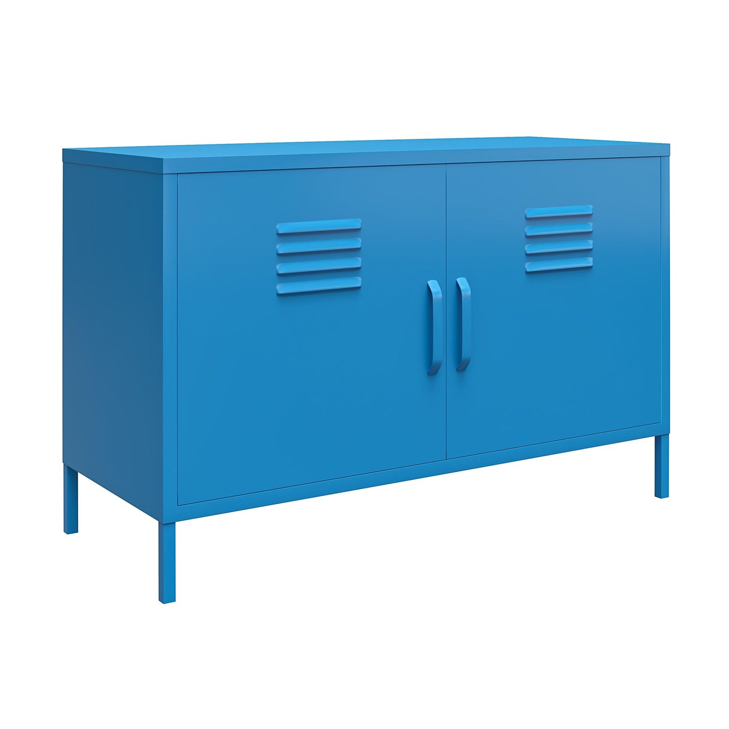 Cache 2 Door Wide Metal Locker Accent Storage Cabinet, Blue - Blue