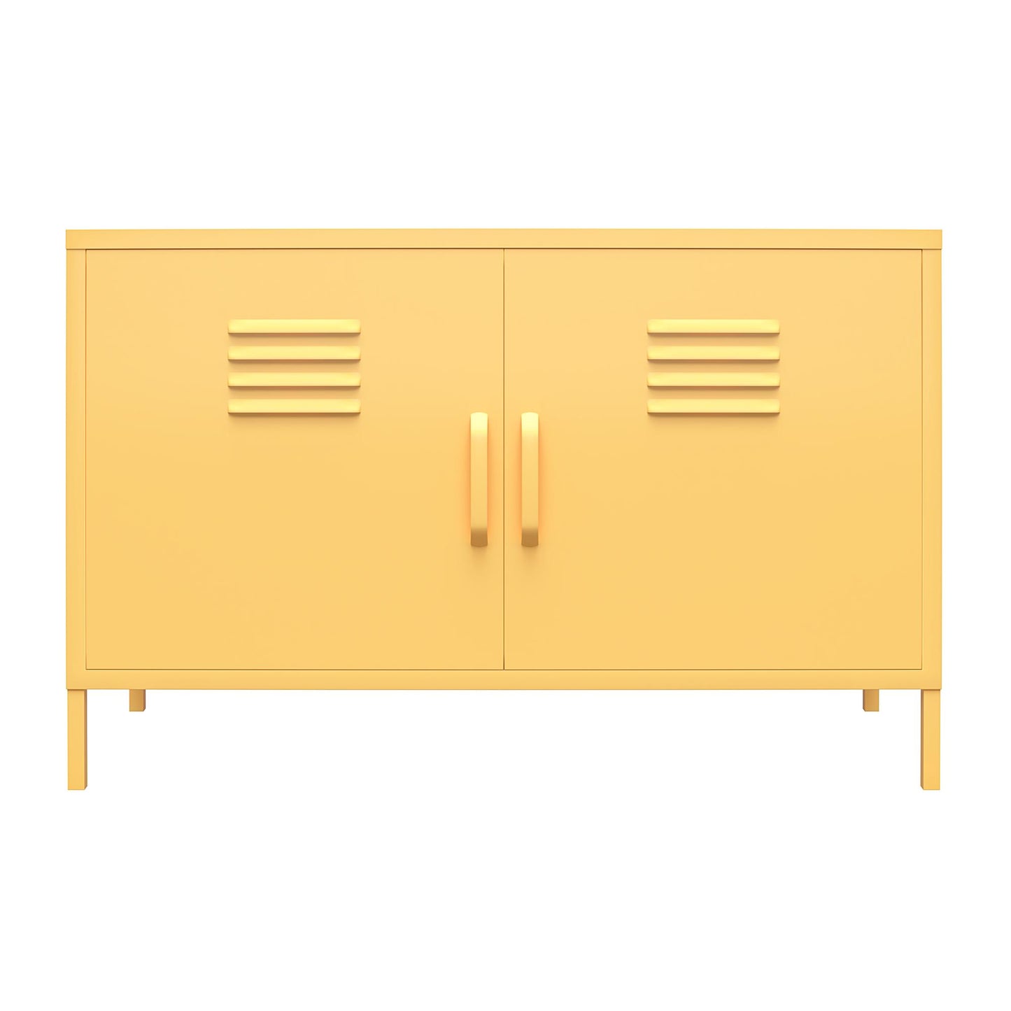 Cache 2 Door Wide Metal Locker Accent Storage Cabinet, Yellow - Yellow