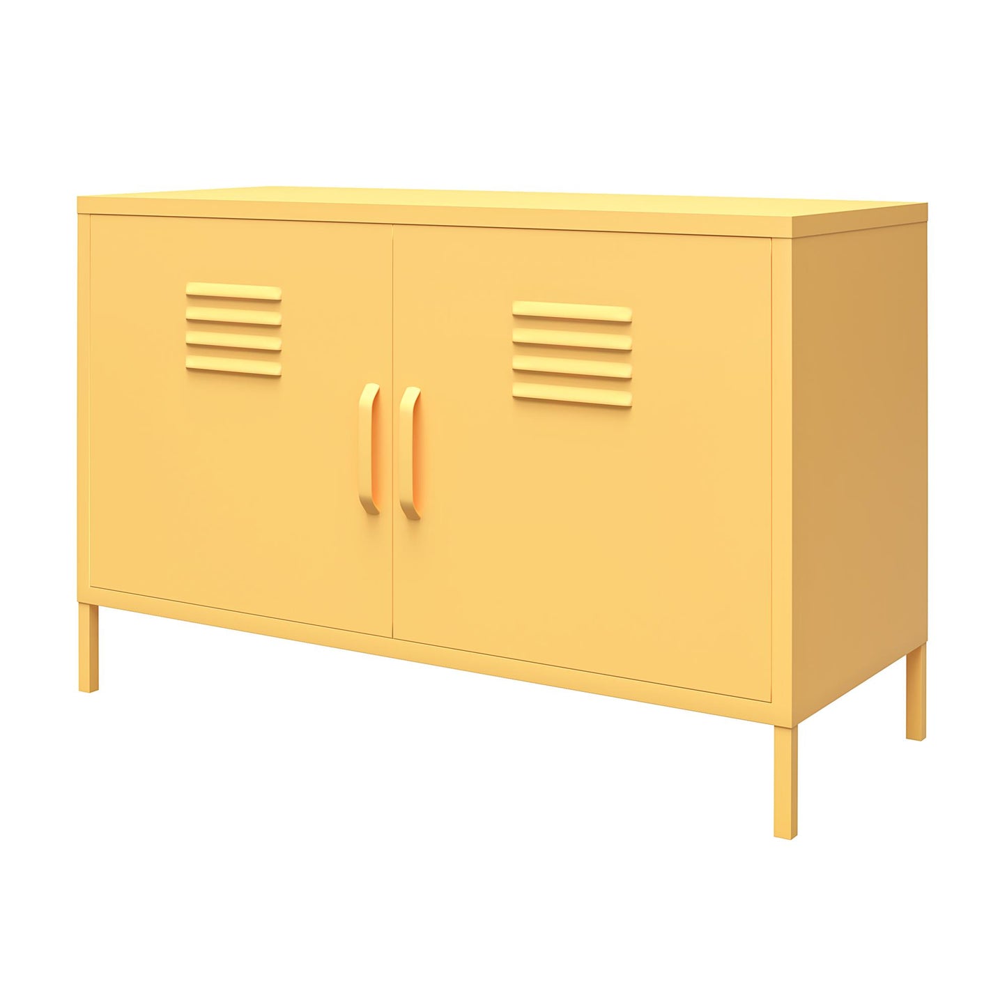 Cache 2 Door Wide Metal Locker Accent Storage Cabinet, Yellow - Yellow