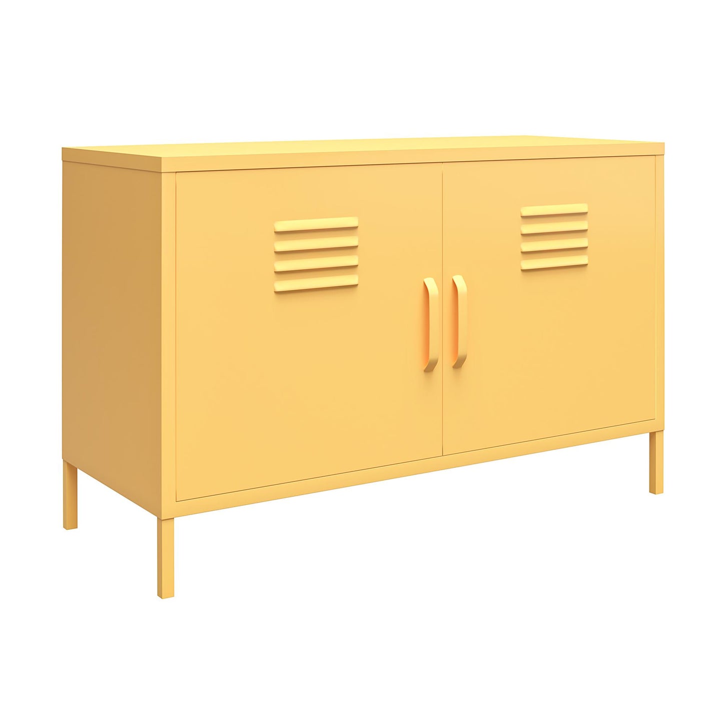 Cache 2 Door Wide Metal Locker Accent Storage Cabinet, Yellow - Yellow