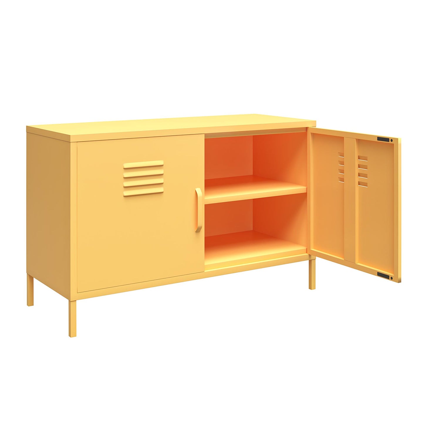 Cache 2 Door Wide Metal Locker Accent Storage Cabinet, Yellow - Yellow