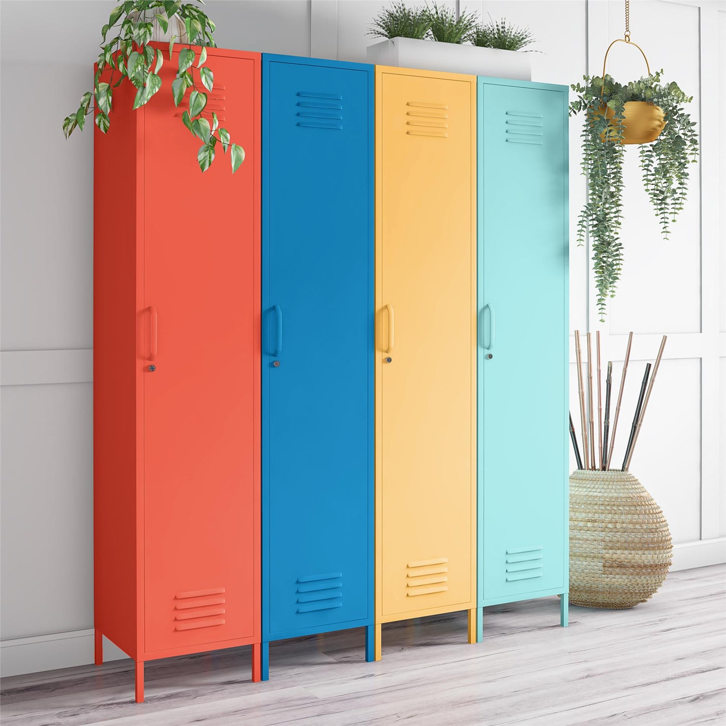 Cache Cache 1 Door Tall Single Metal Locker Style Storage Cabinet, Orange - Orange