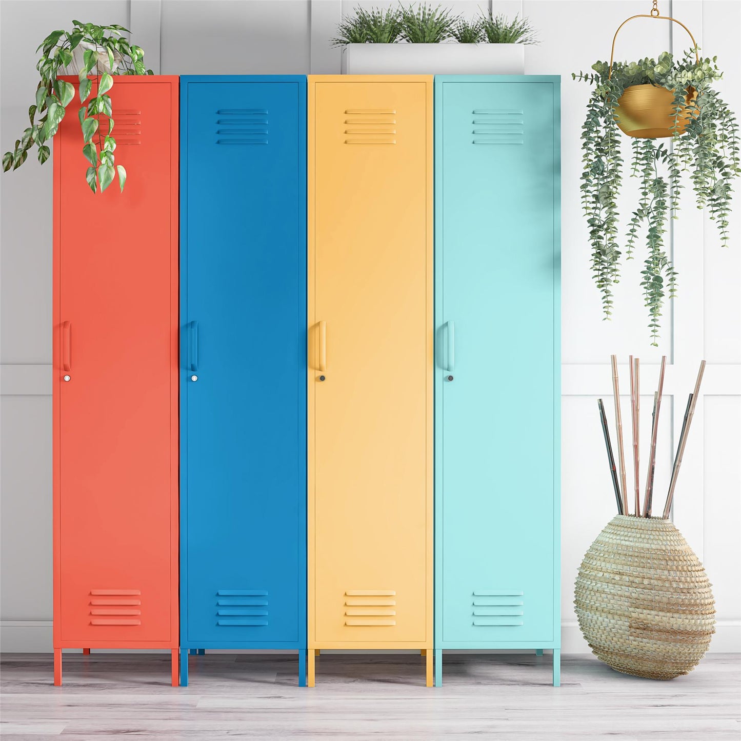 Cache Cache 1 Door Tall Single Metal Locker Style Storage Cabinet, Orange - Orange