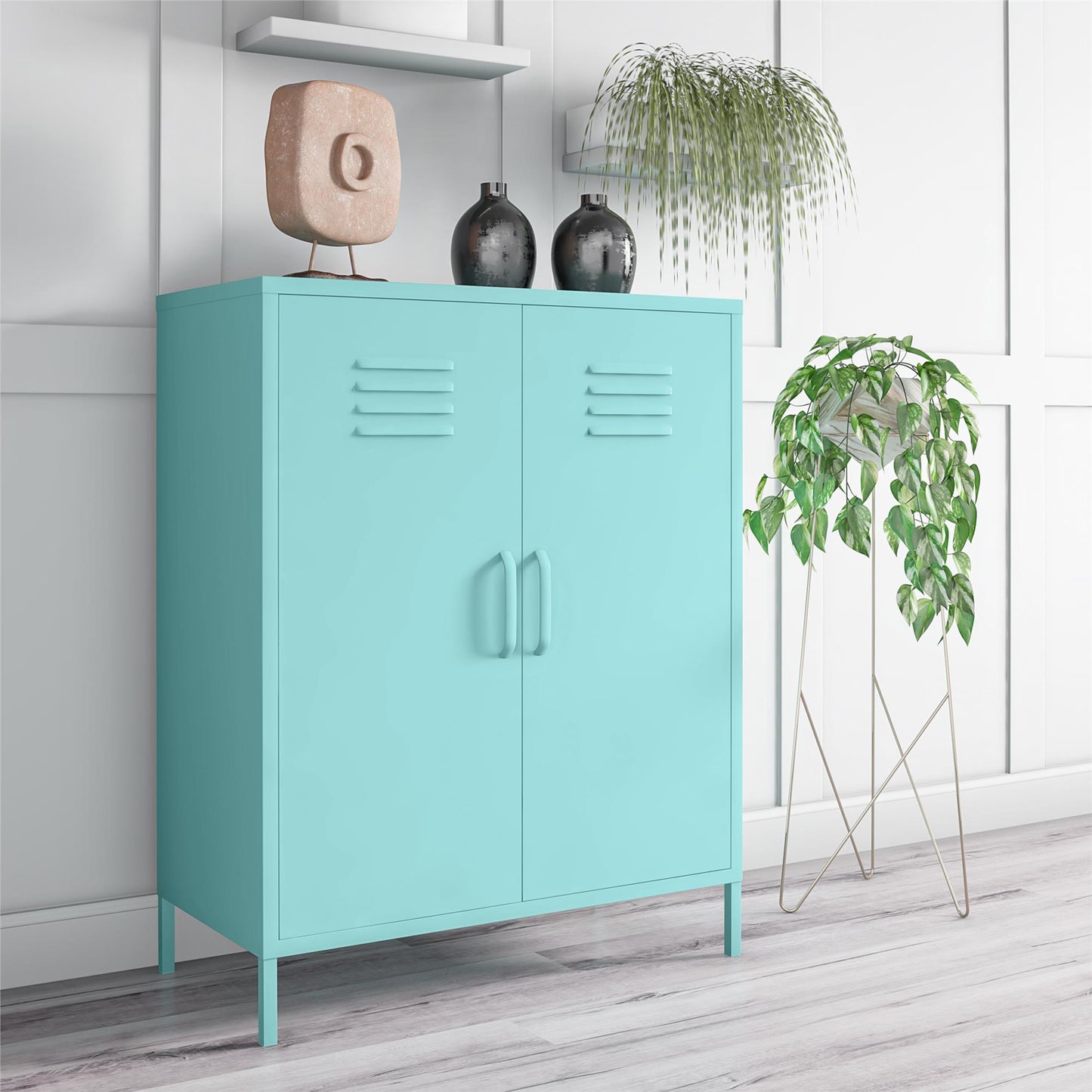 Cache 2 Door Metal Locker Storage Cabinet - Spearmint