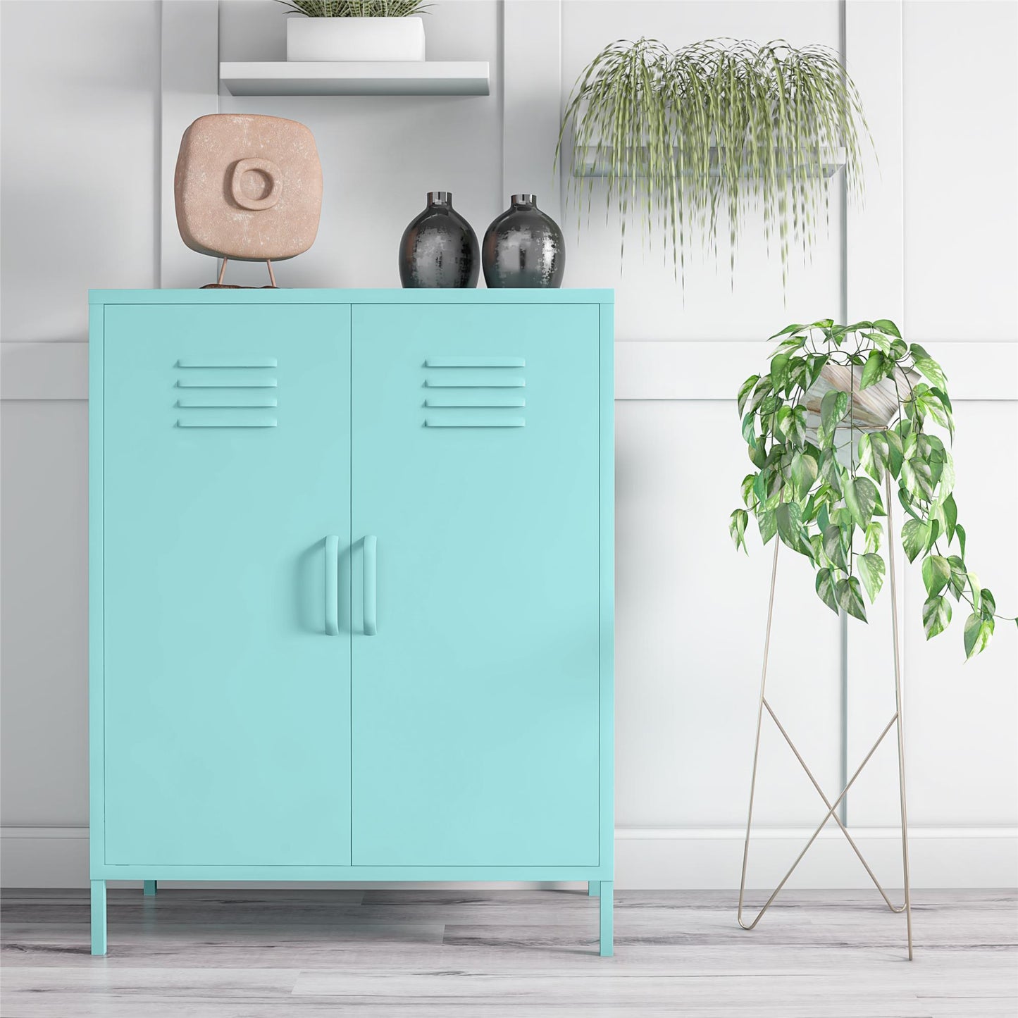 Cache 2 Door Metal Locker Storage Cabinet - Spearmint