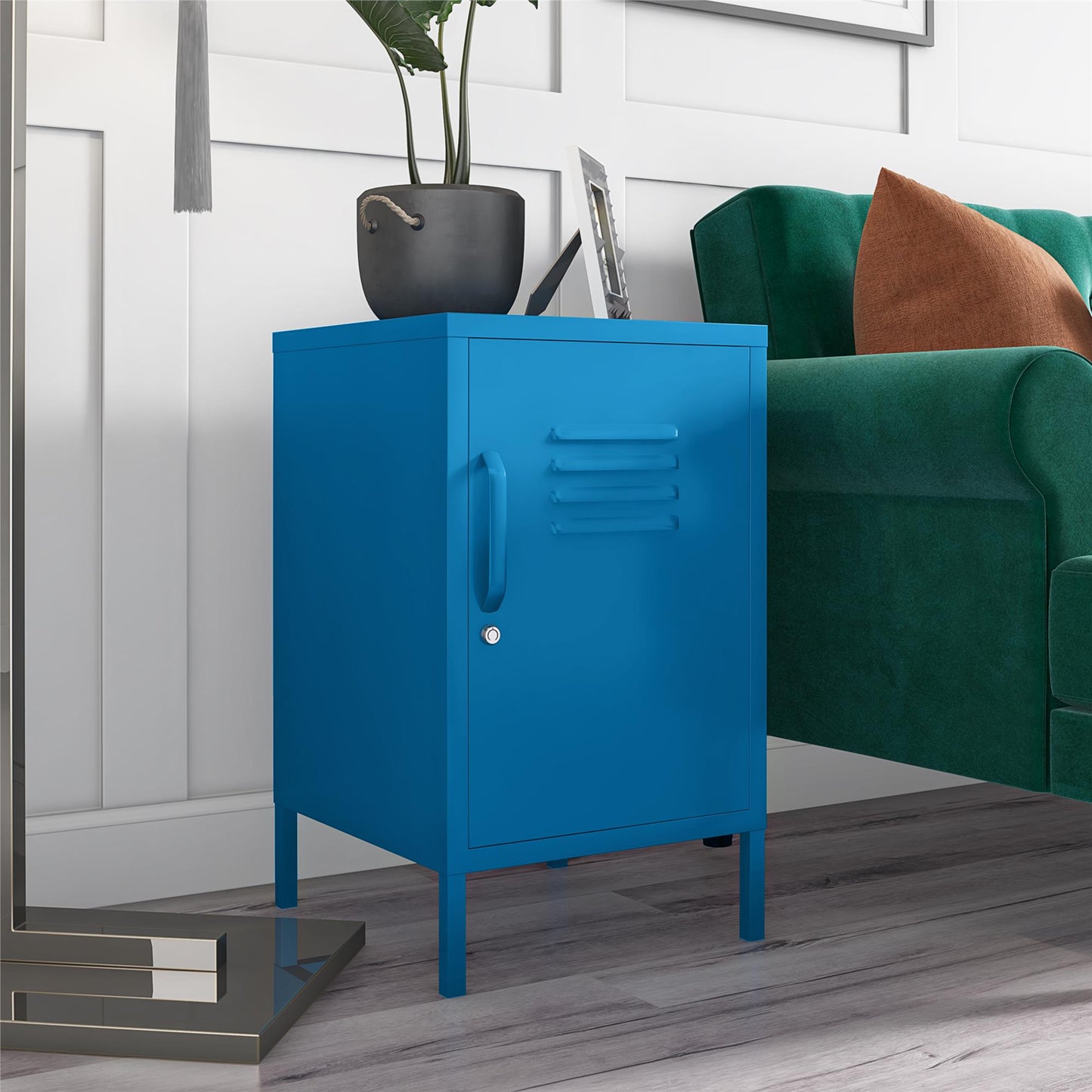 Cache Metal Locker Style Livingroom End Table, Blue - Blue