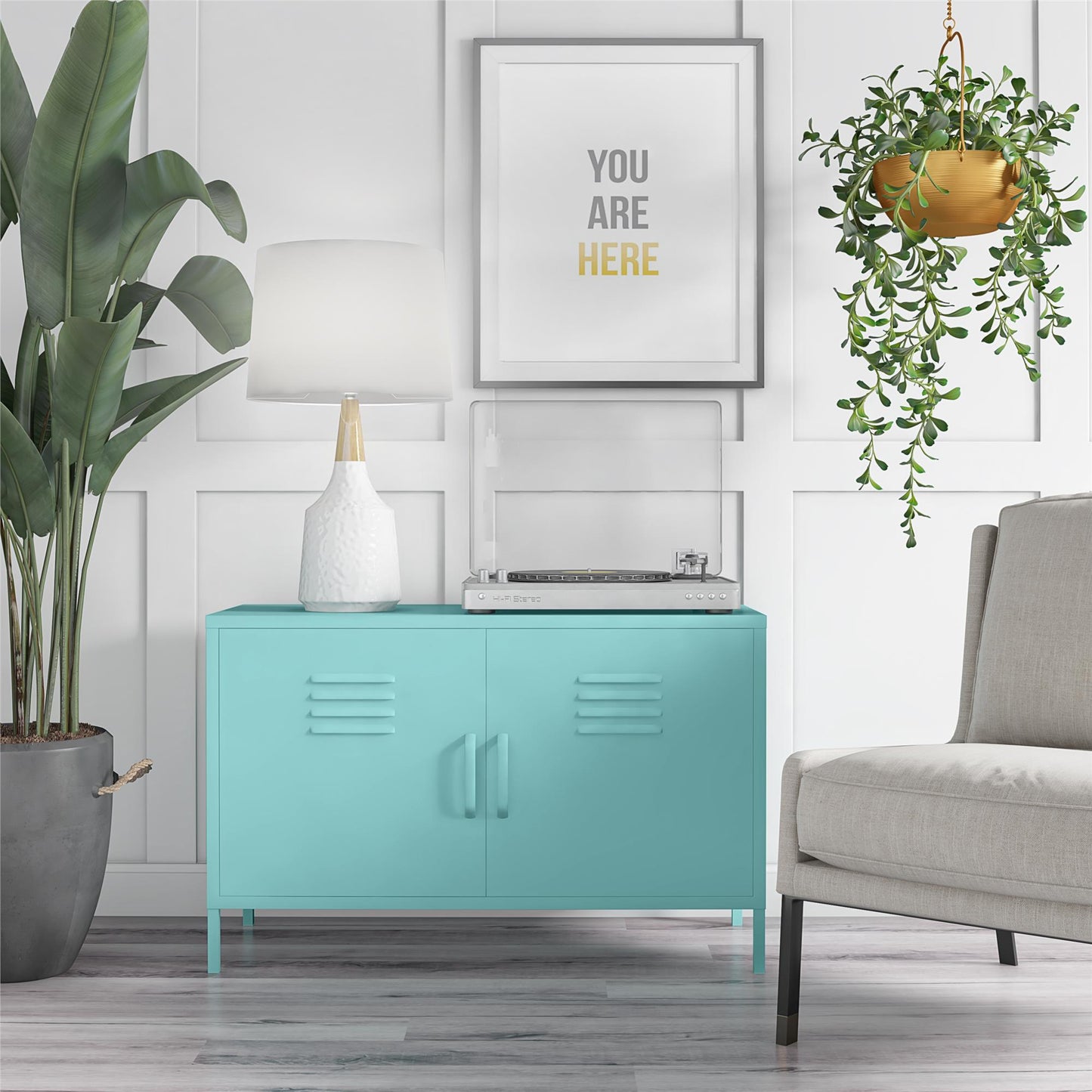Cache 2 Door Metal Locker Accent Cabinet - Spearmint