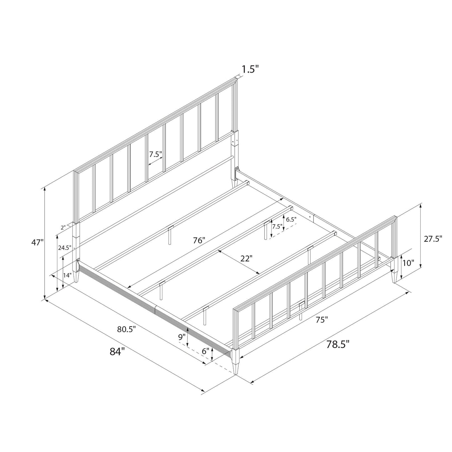 Blair Brass Metal Bed - Gold - King