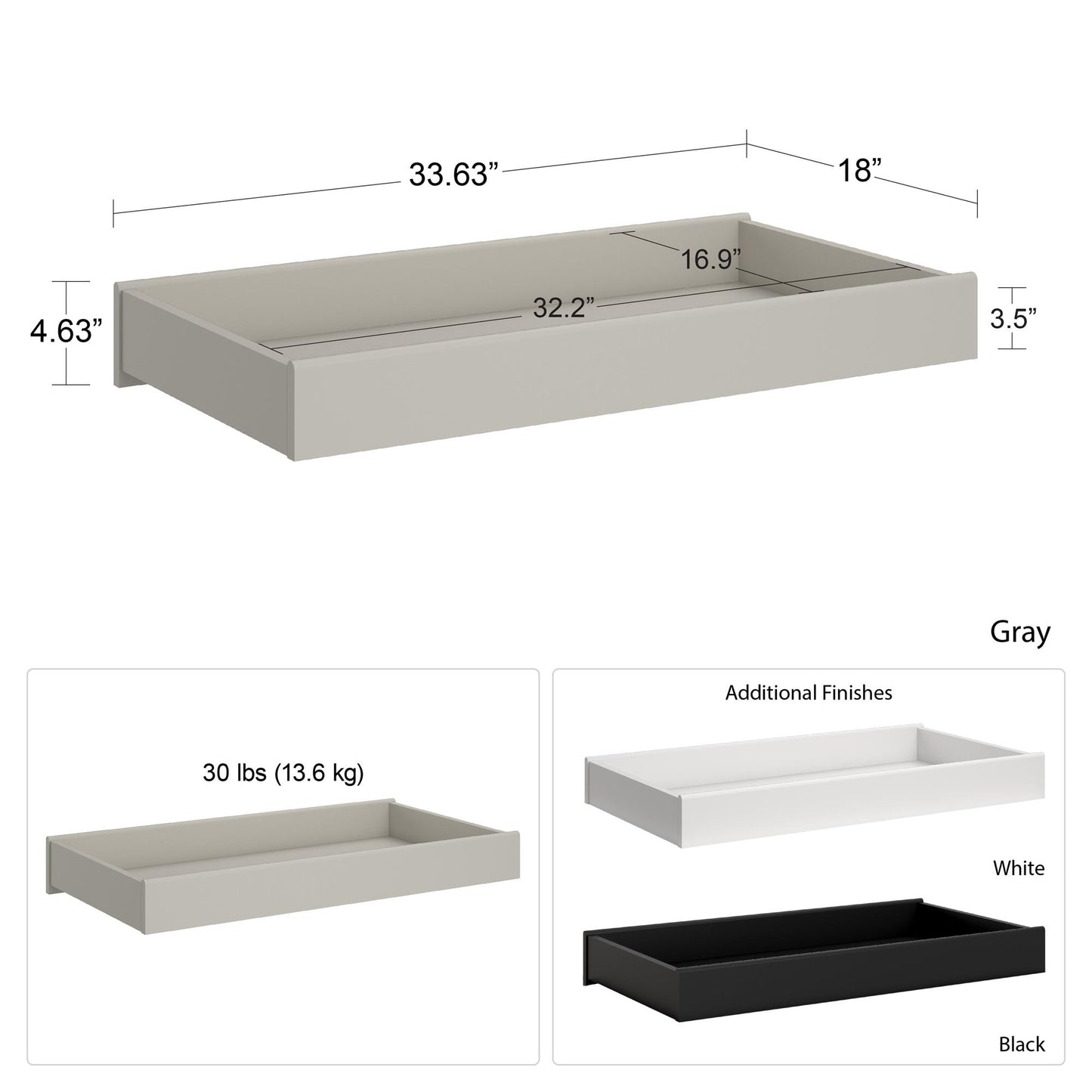Rowan Valley Changing Table Topper for Dressers - White