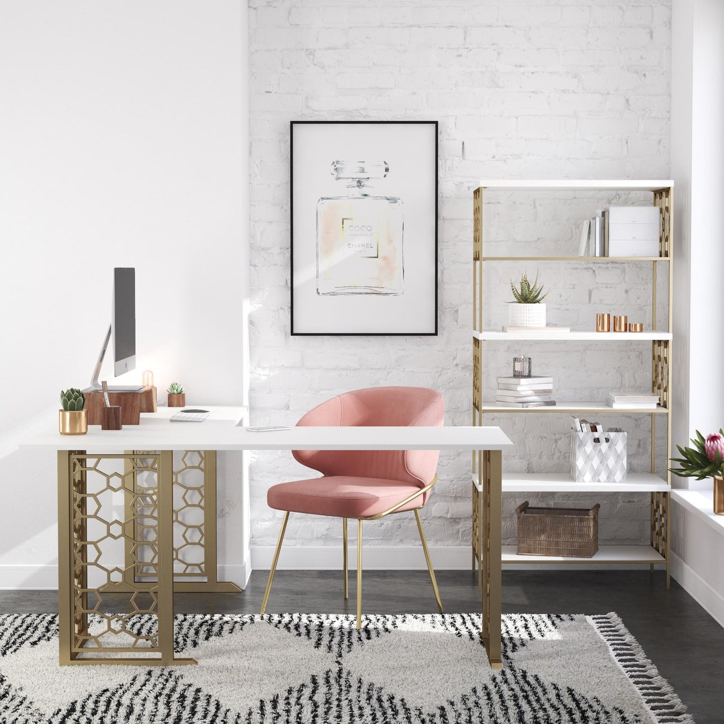 CosmoLiving by Cosmopolitan Ella L Desk - White