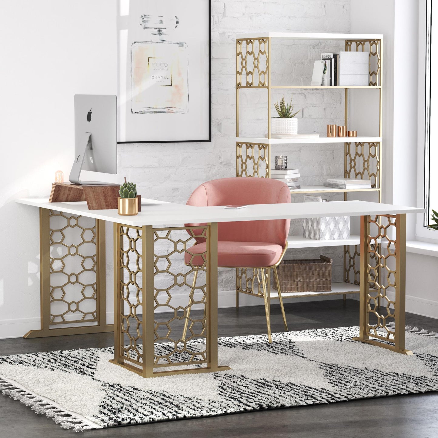 CosmoLiving by Cosmopolitan Ella L Desk - White
