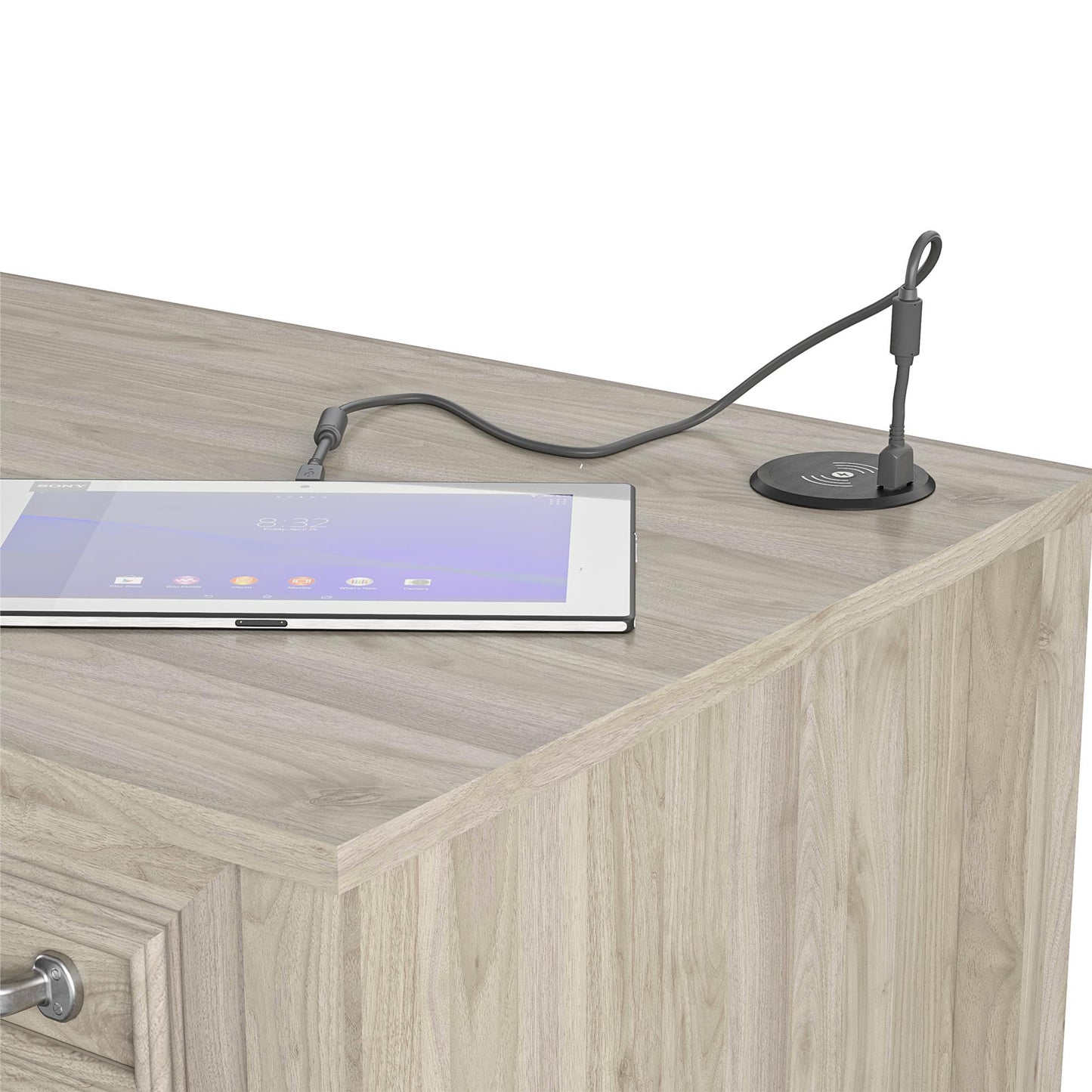 Sierra Ridge Levi Single Pedestal Kids’ Desk with 2 Drawers - Light Walnut