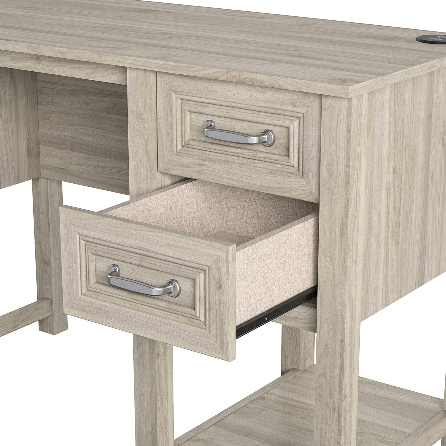 Sierra Ridge Levi Single Pedestal Kids’ Desk with 2 Drawers - Light Walnut