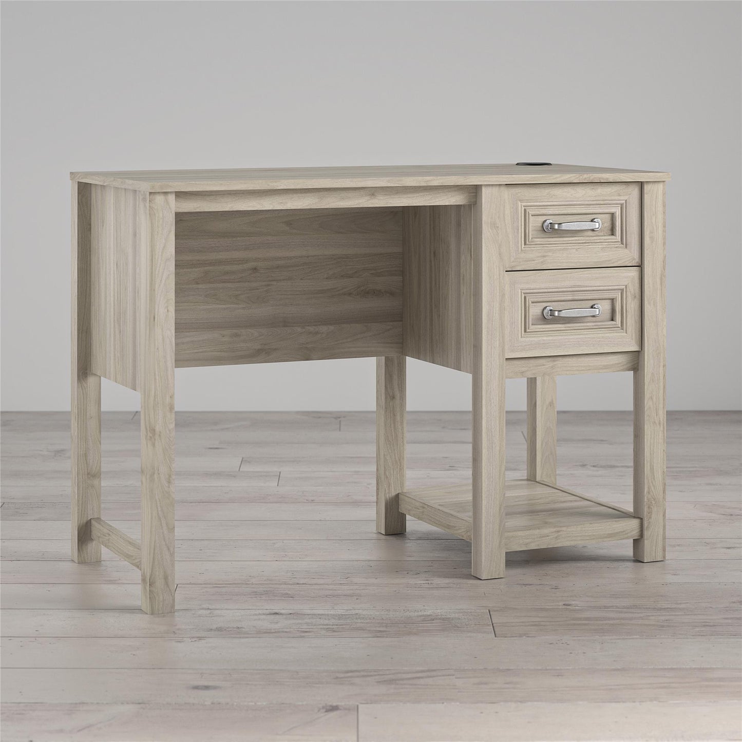 Sierra Ridge Levi Single Pedestal Kids’ Desk with 2 Drawers - Light Walnut