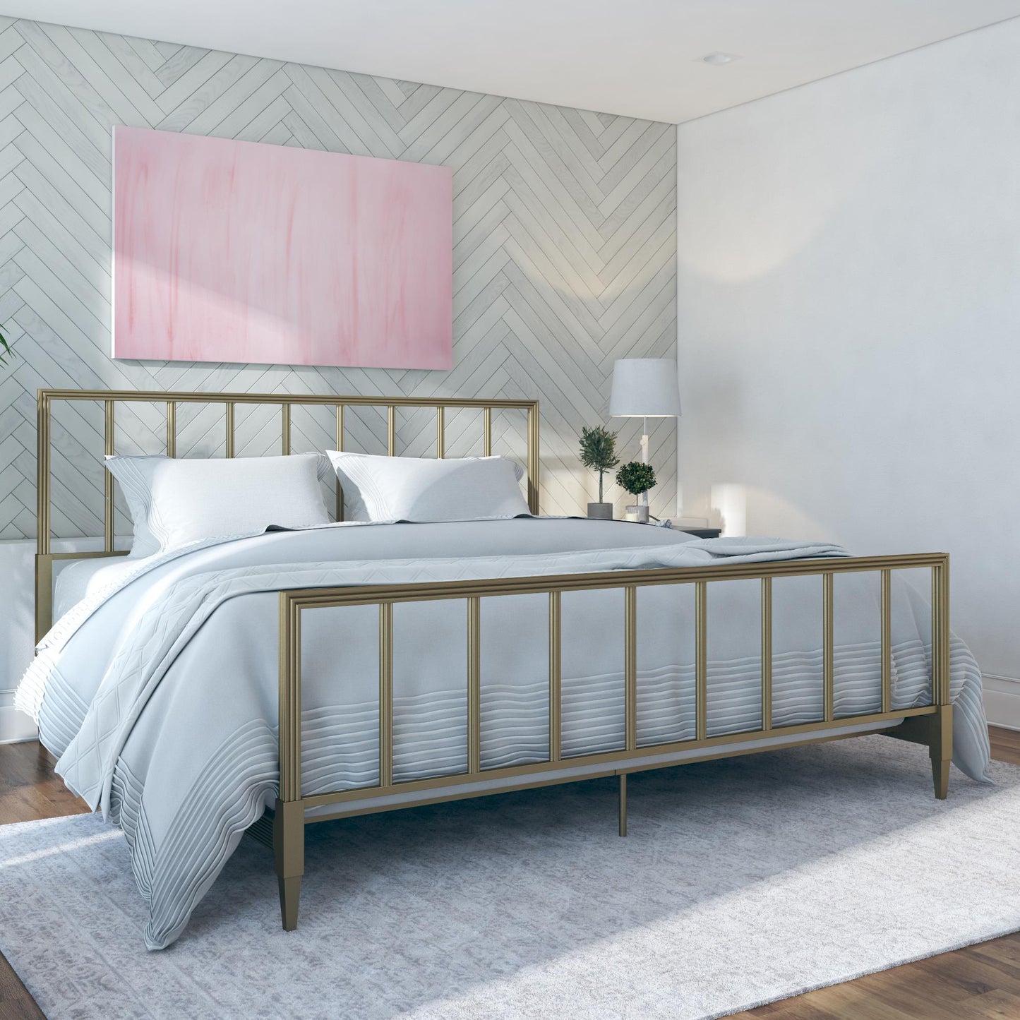 Blair Brass Metal Bed - Gold - King