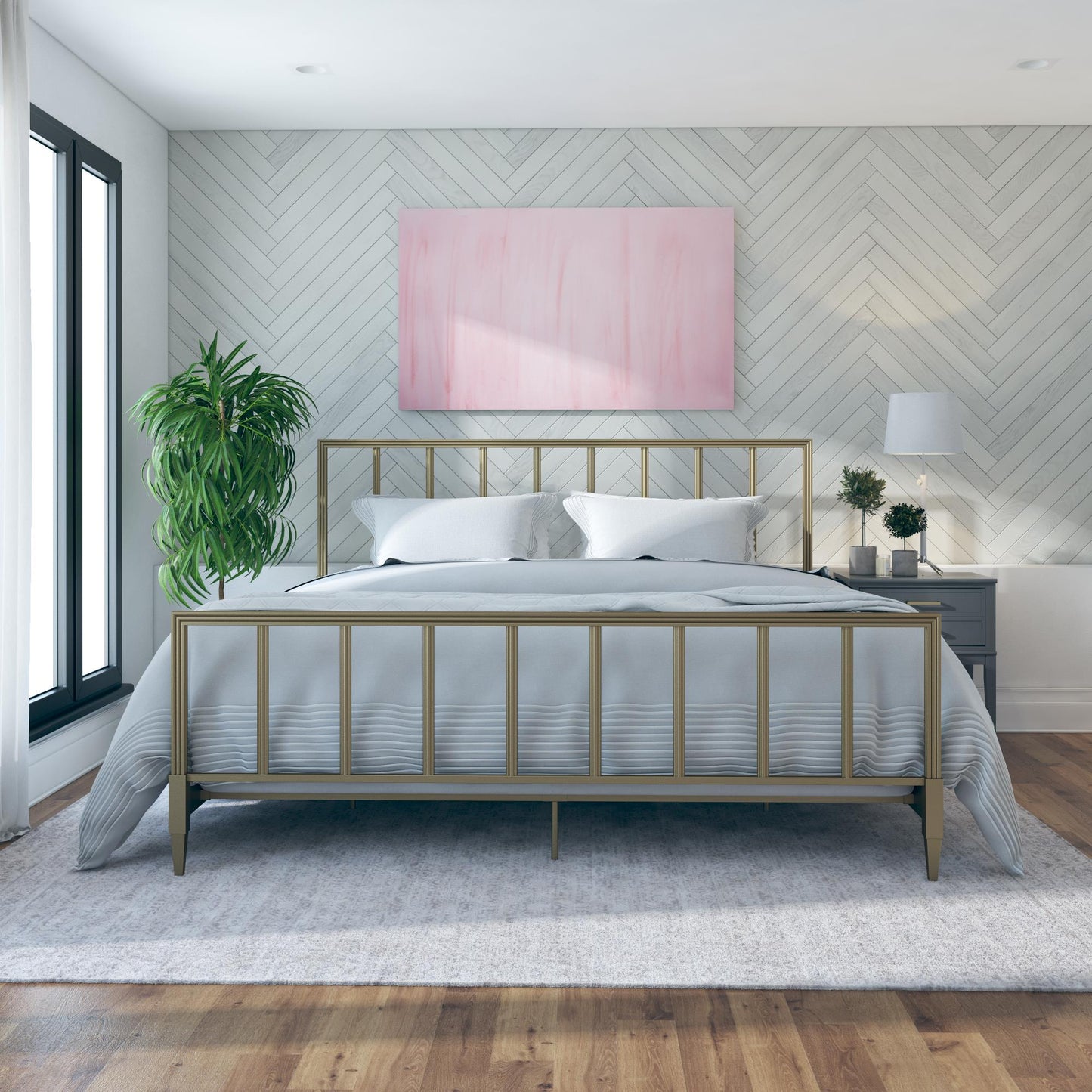 Blair Brass Metal Bed - Gold - King