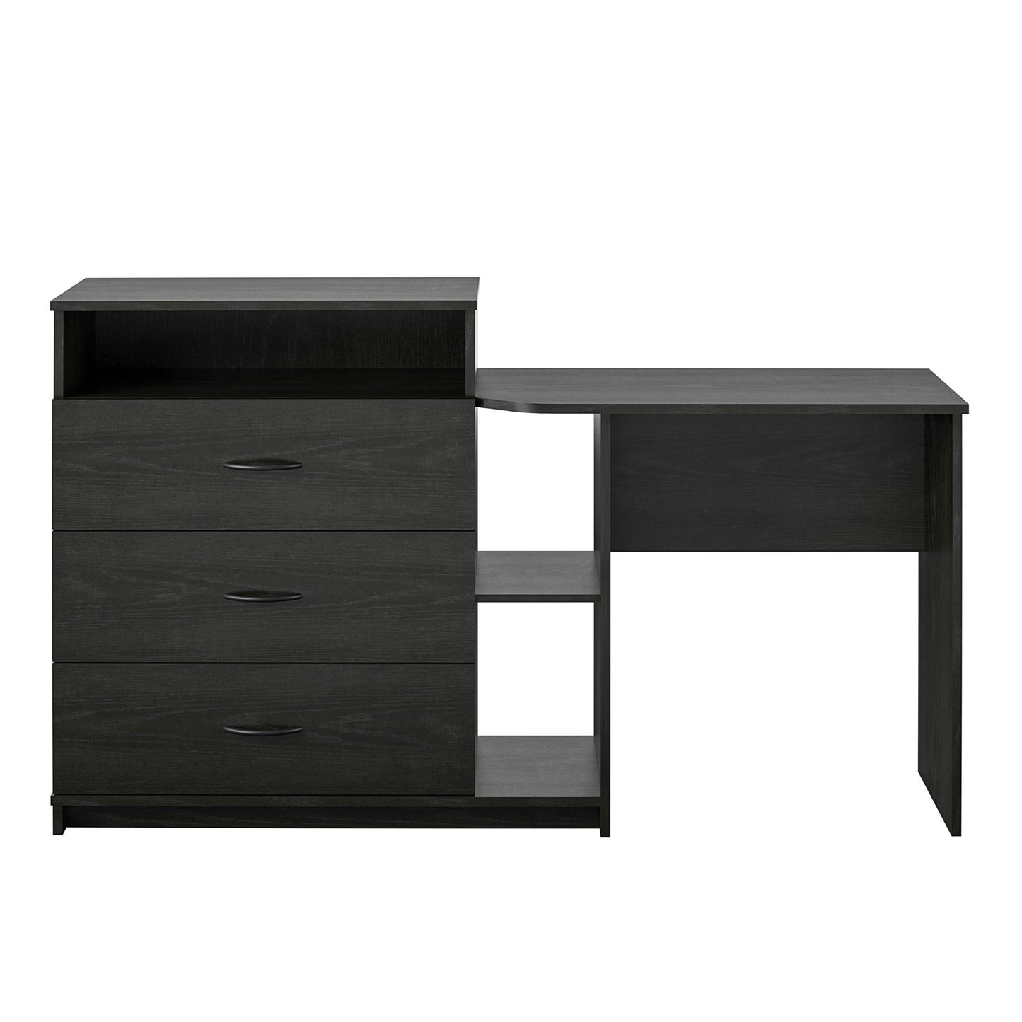 Rebel 3 in 1 Media Dresser with Side Storage and Desk - Black Oak