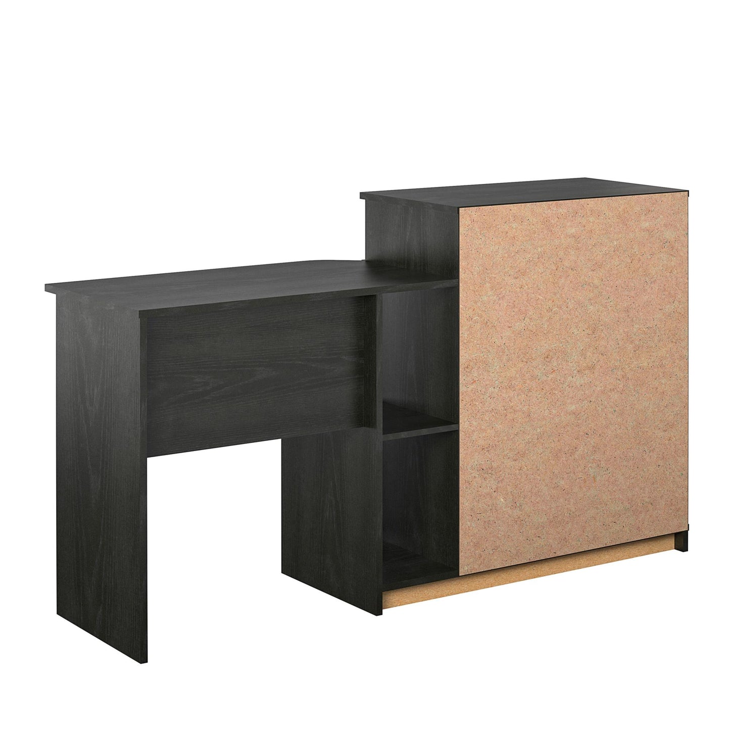 Rebel 3 in 1 Media Dresser with Side Storage and Desk - Black Oak