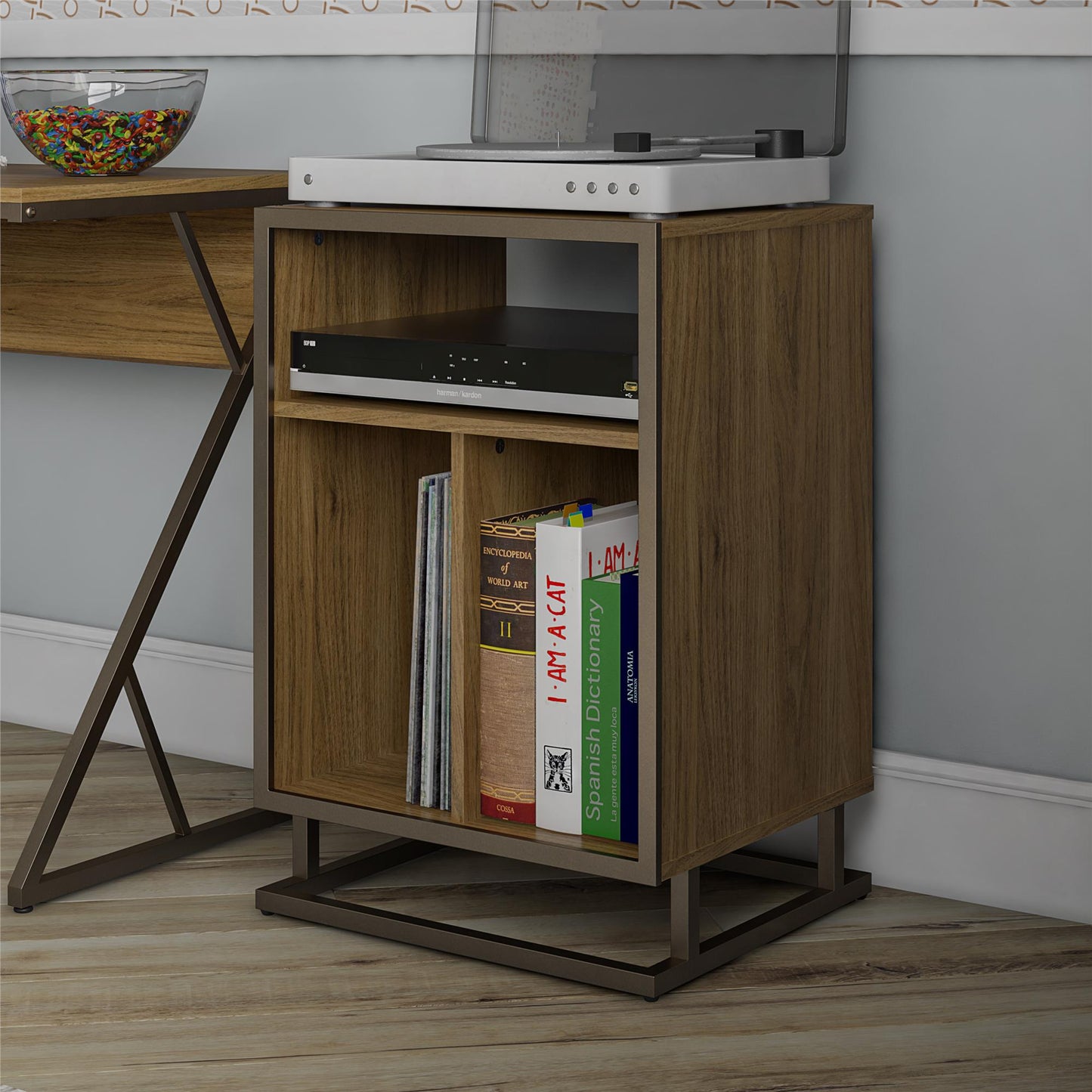 Regal Turntable Stand / End Table, Walnut - Walnut