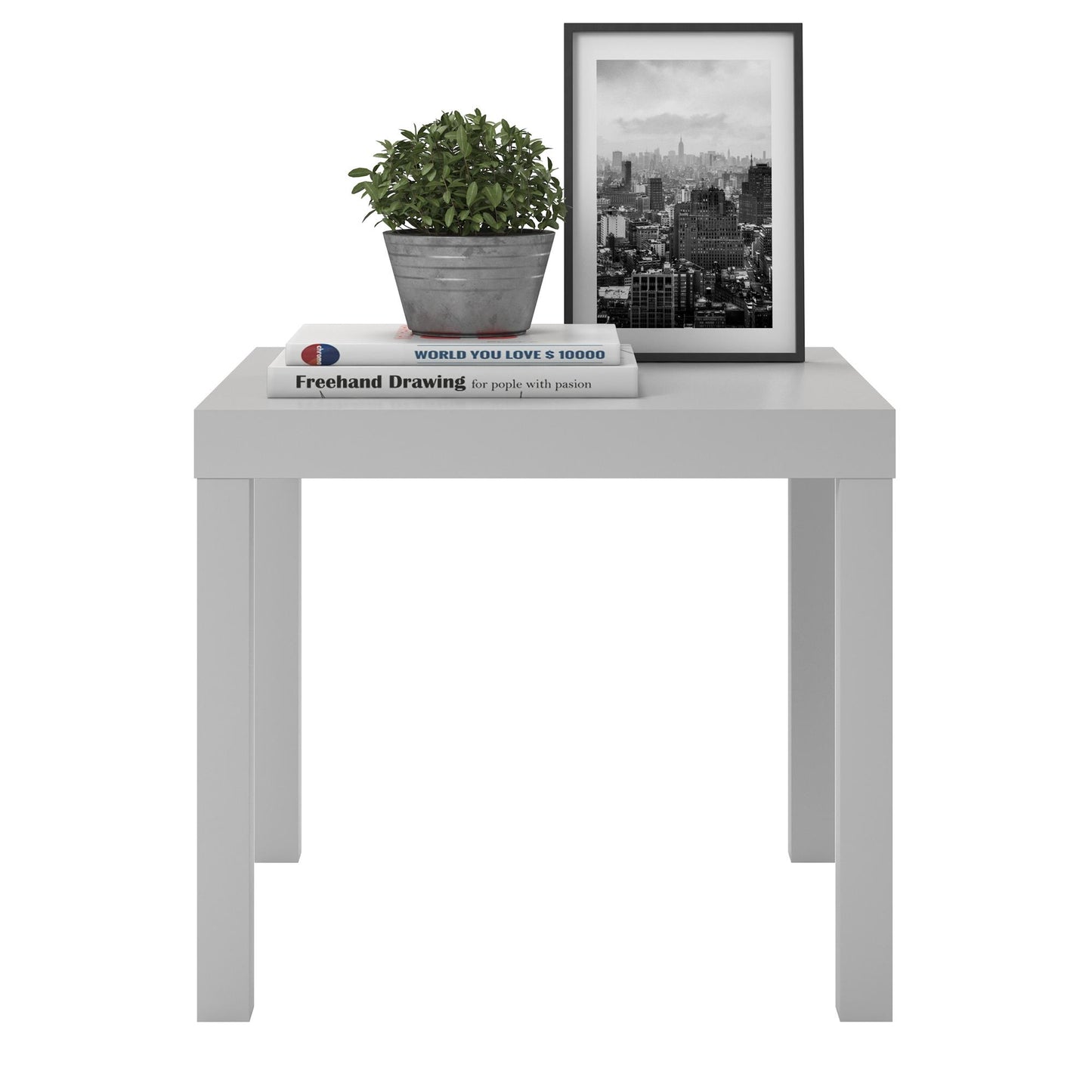 Parsons Hollow Core End Table with Large Top - Gray
