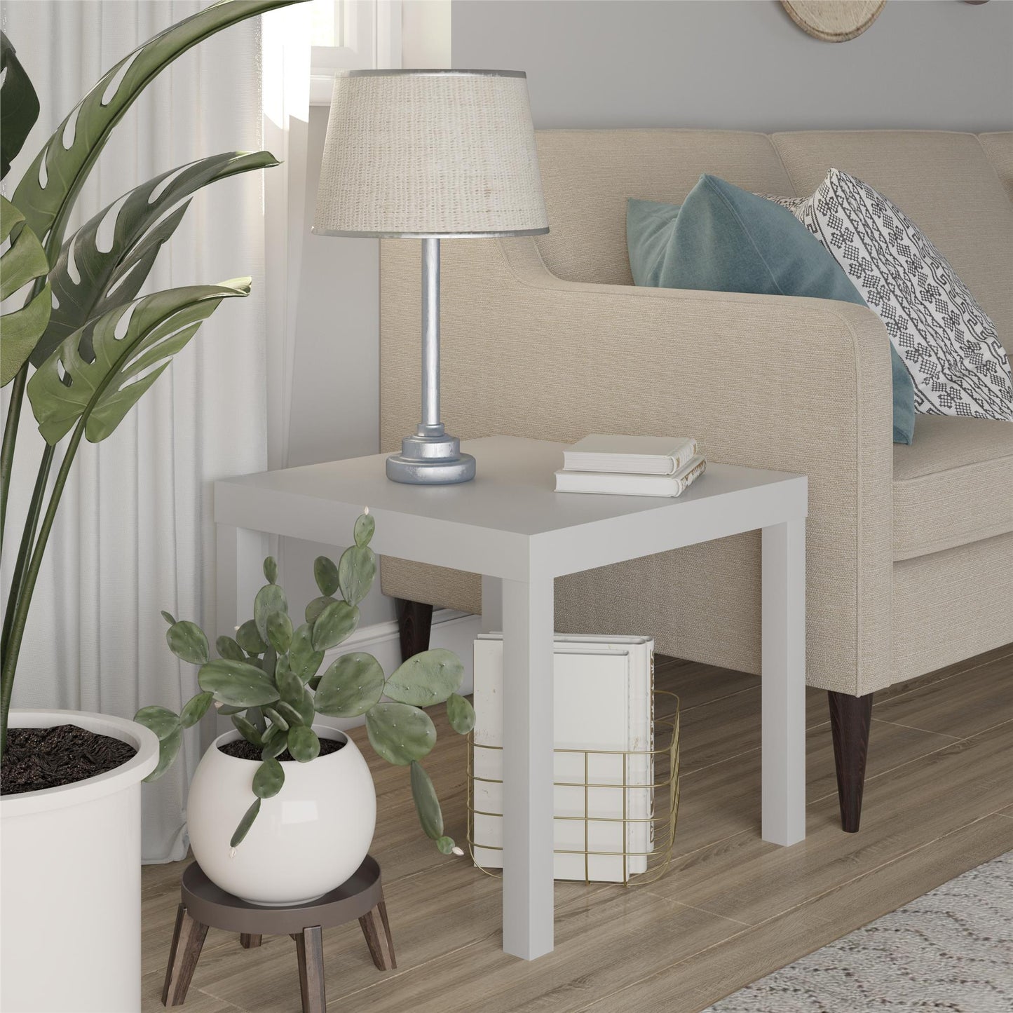 Parsons Hollow Core End Table with Large Top - Gray
