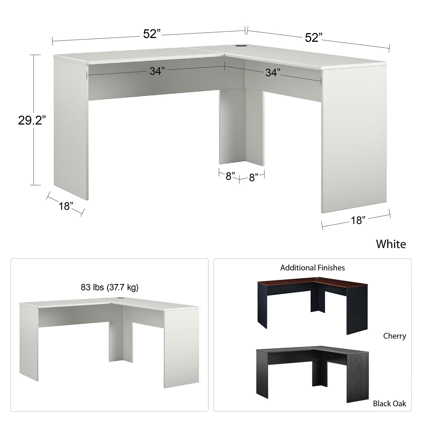 Amara L-Shaped Desk with Wire Management Grommet - Cherry