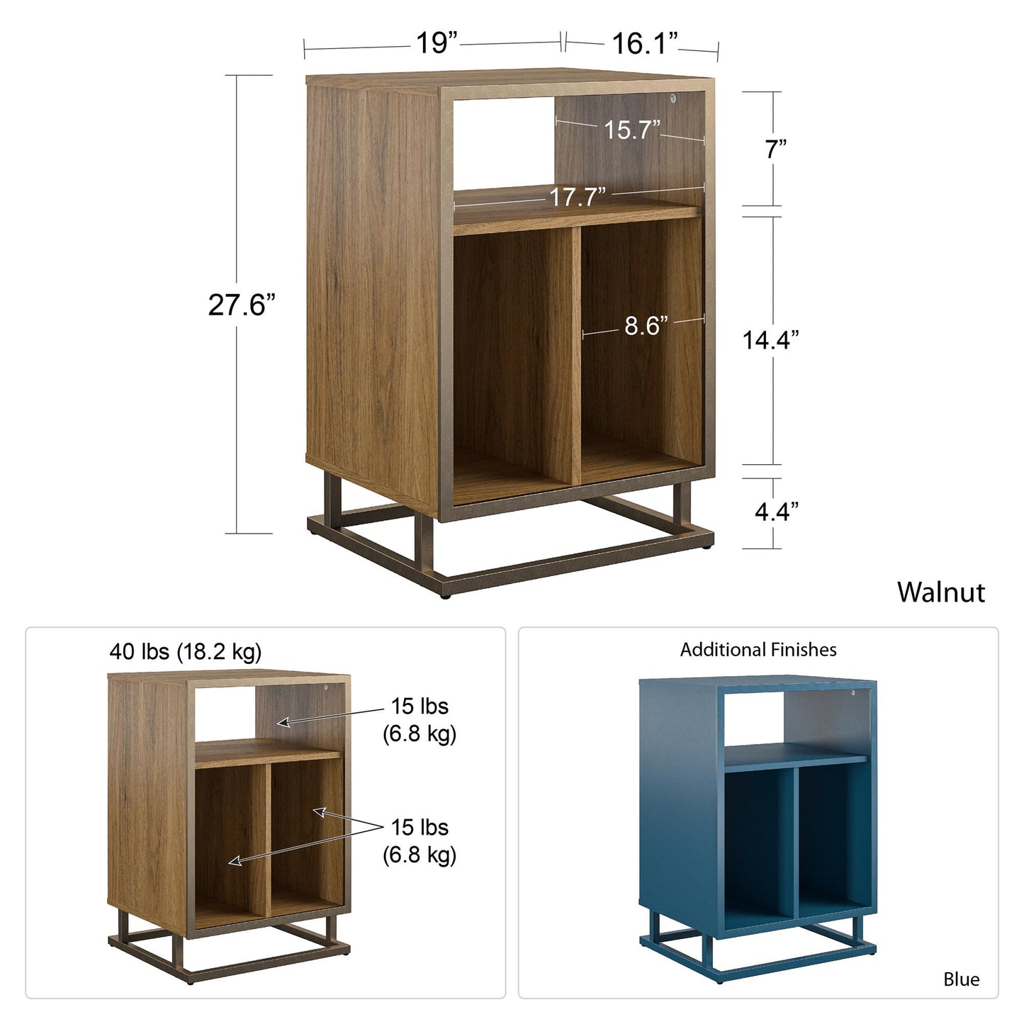 Regal Turntable Stand / End Table, Walnut - Walnut