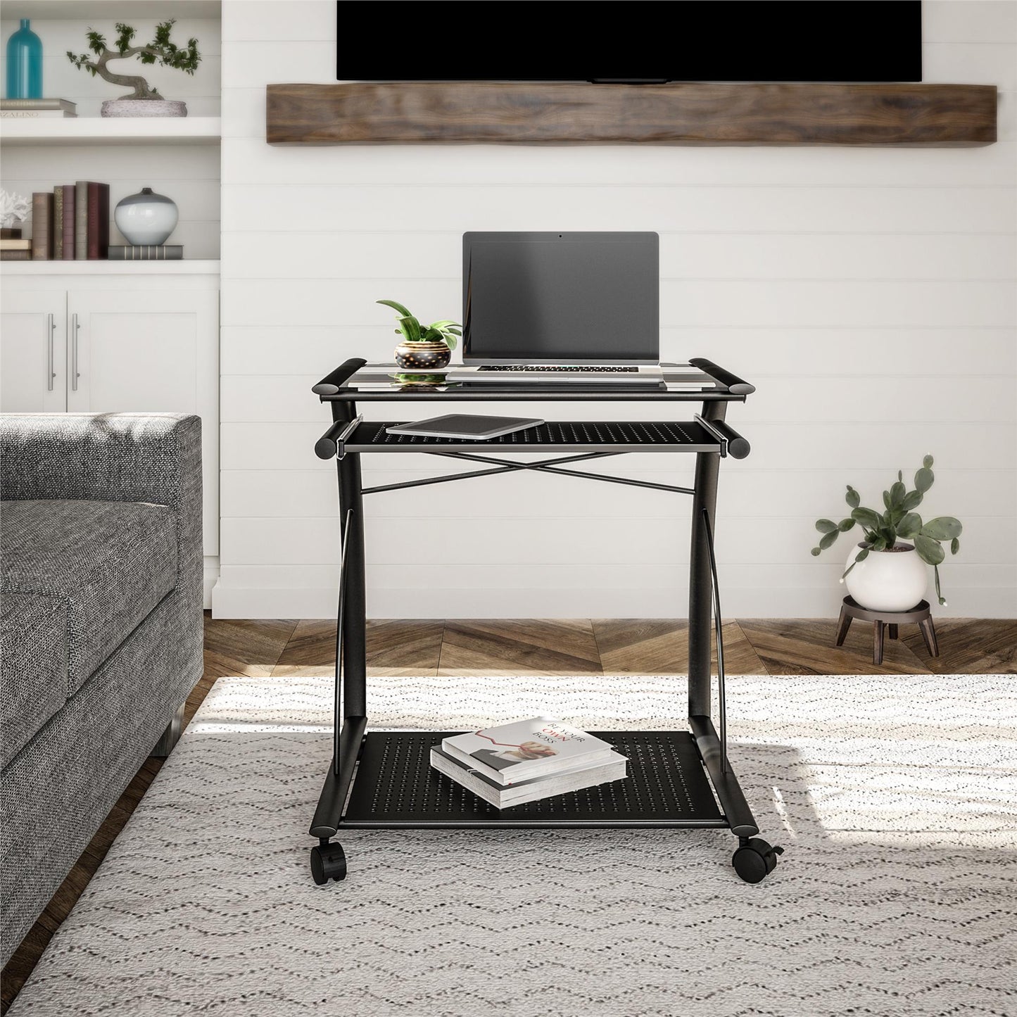 Sheldon Mobile Computer Desk - Black