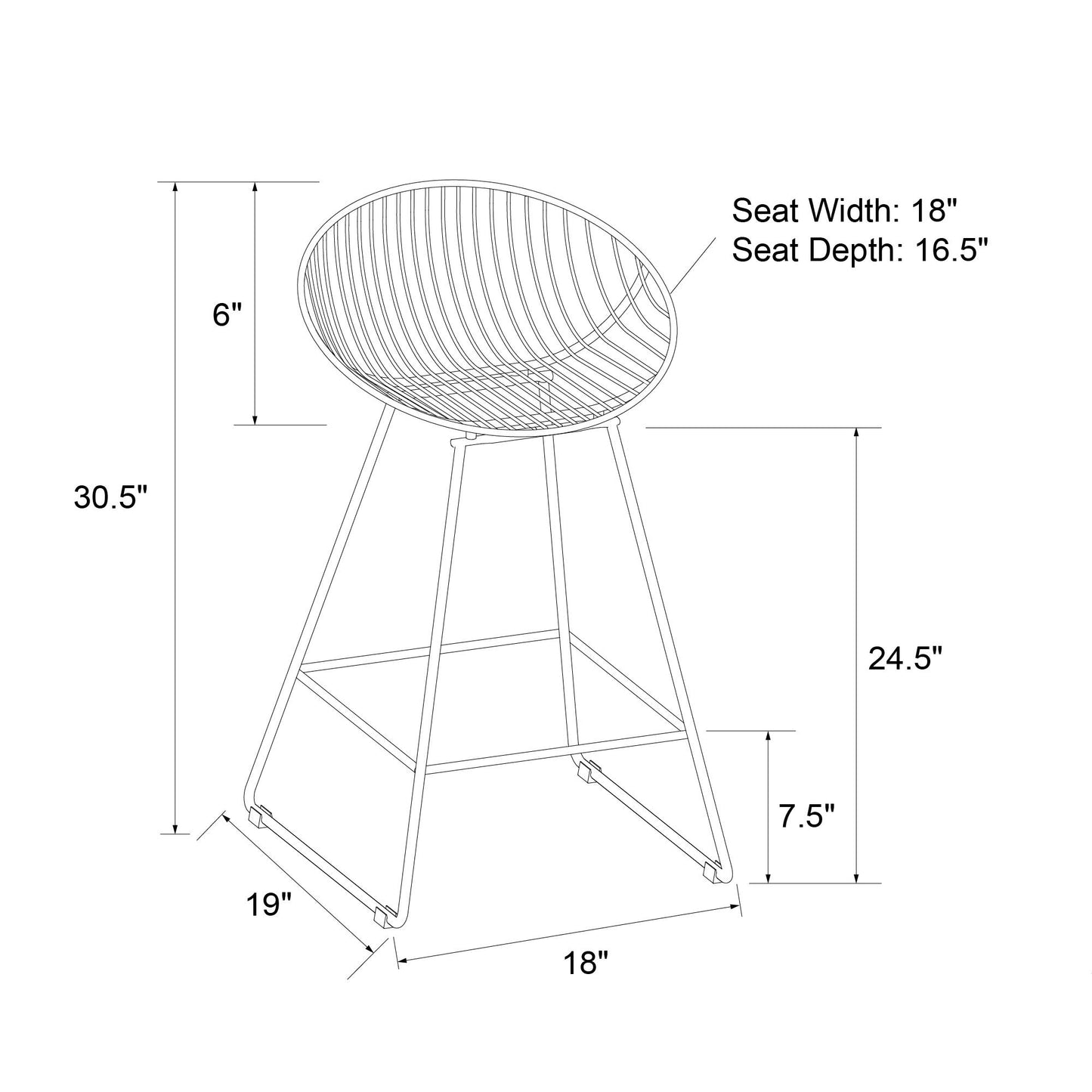 Ellis Wire Counter Stool - Gray