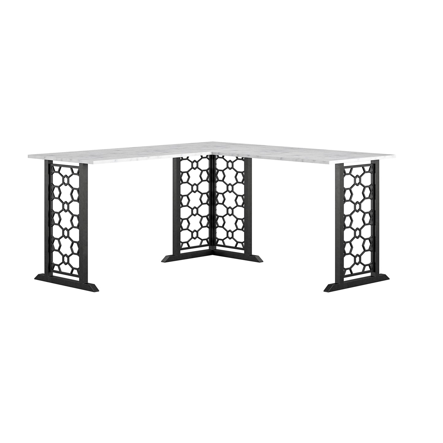 CosmoLiving by Cosmopolitan Ella L Desk - White marble