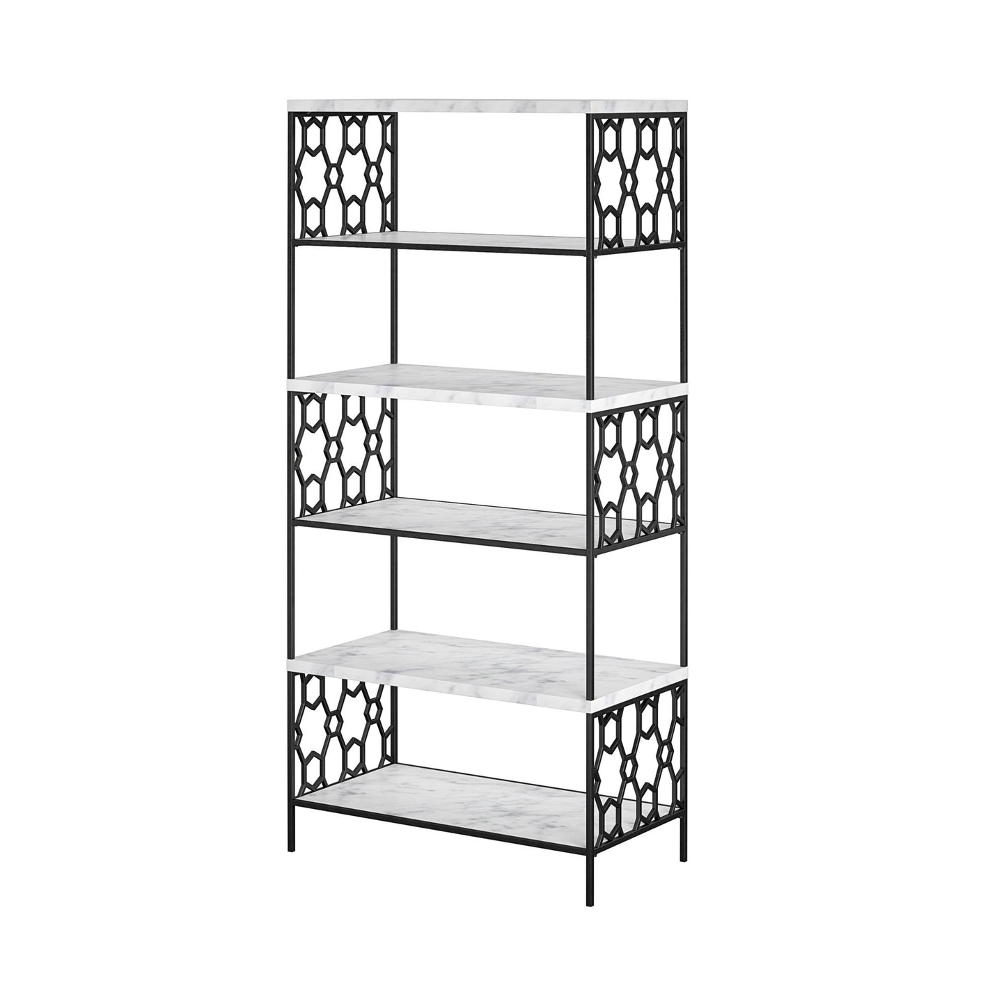 CosmoLiving by Cosmopolitan Ella 5 Shelf Bookcase - White marble