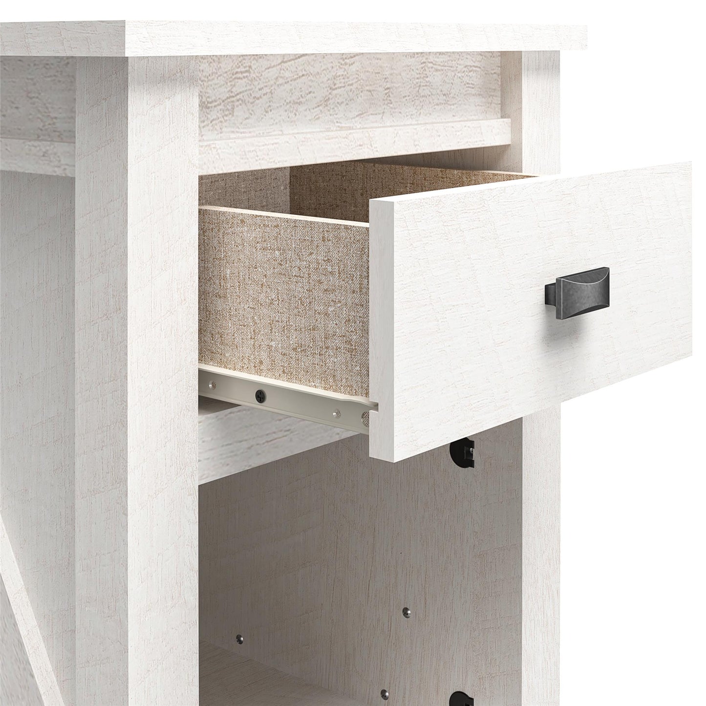Farmington Rustic Farmhouse Nightstand with 1 Drawer - Ivory Oak
