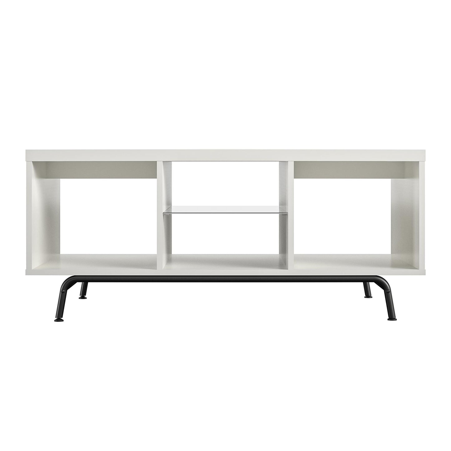 Melbourne Coffee Table with Glass Shelf and 2 Open Compartments - White
