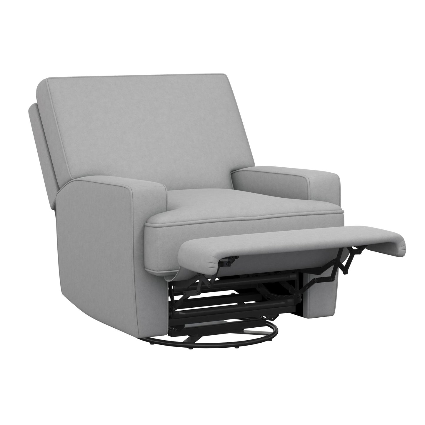 Rylan Upholstered Swivel Glider Recliner Chair with Square Back - Gray