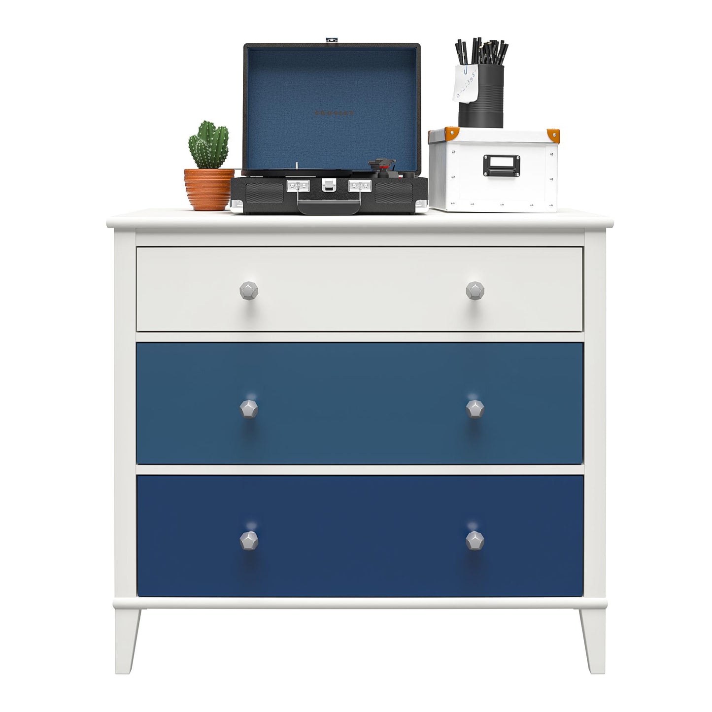Monarch Hill Poppy 3 Drawer Dresser with 2 Sets of Knobs - Blue