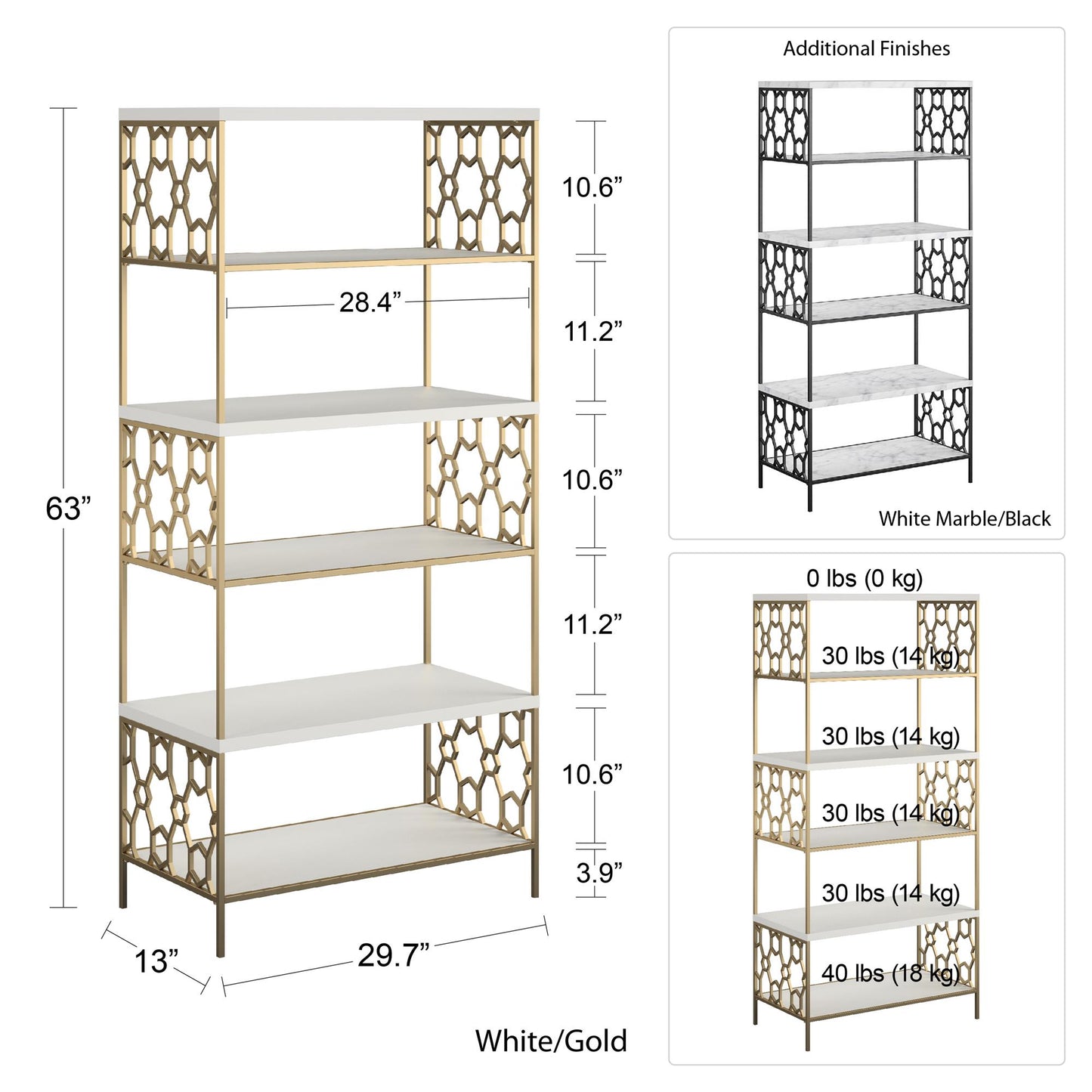 CosmoLiving by Cosmopolitan Ella 5 Shelf Bookcase - White