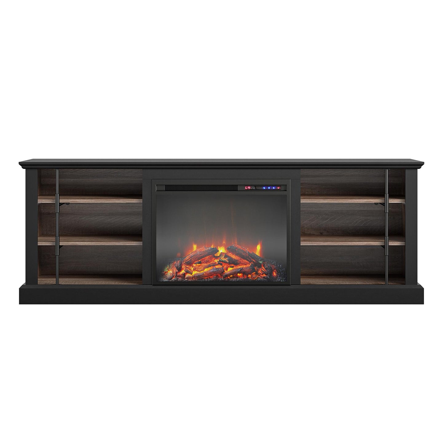 Hoffman Fireplace TV Stand for TVs up to 70 Inch with 23 Inch Fireplace Insert - Black