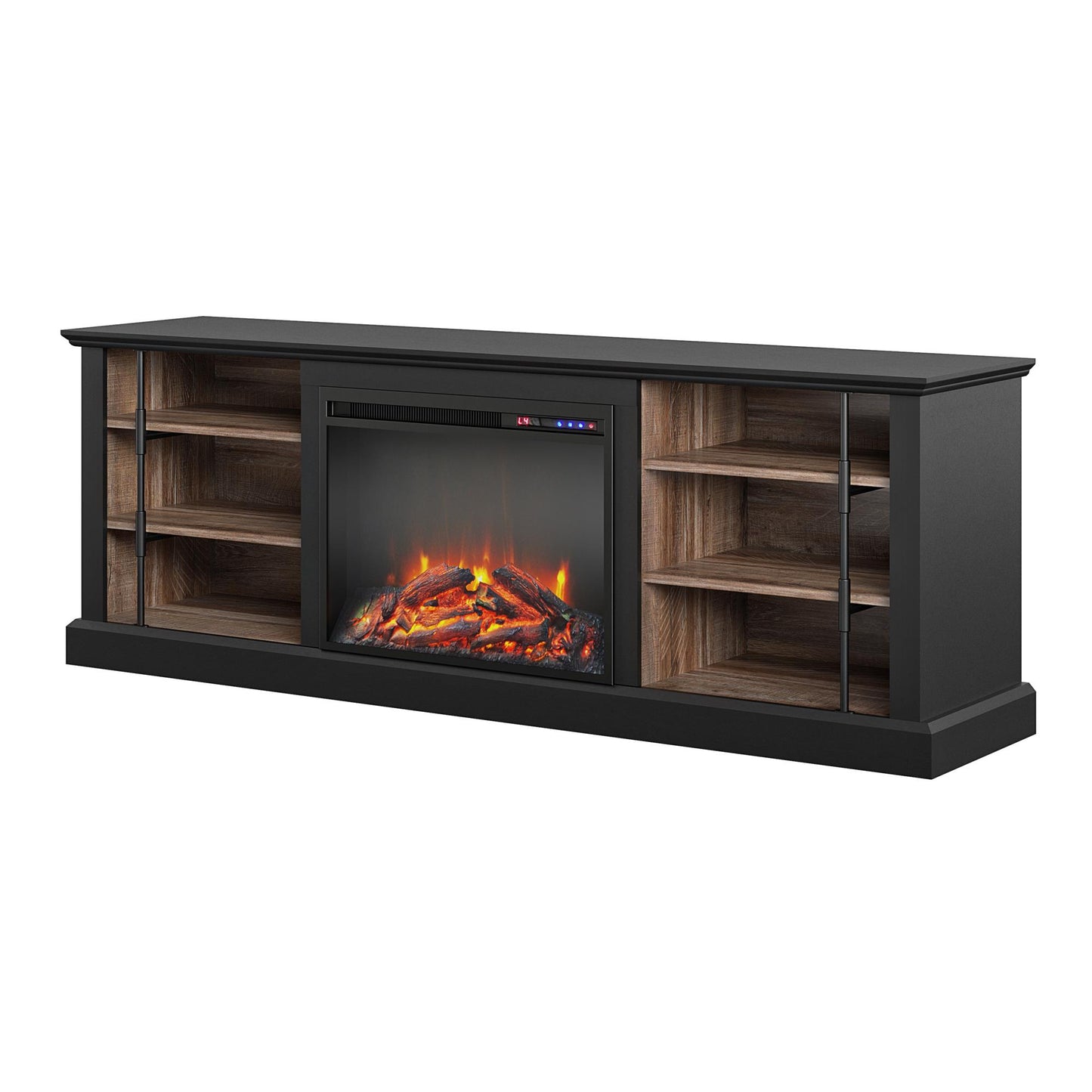 Hoffman Fireplace TV Stand for TVs up to 70 Inch with 23 Inch Fireplace Insert - Black
