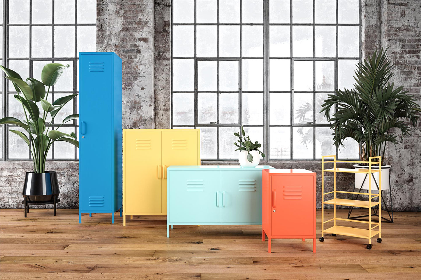 Cache 2 Door Metal Locker Accent Cabinet - Spearmint