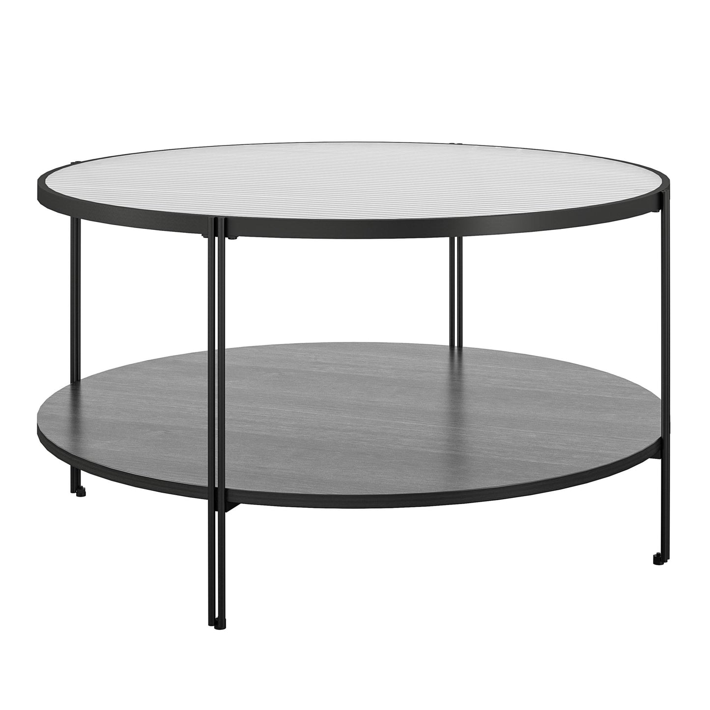 Ameriwood Home Lakeland Round Coffee Table, Black Oak - Black Oak