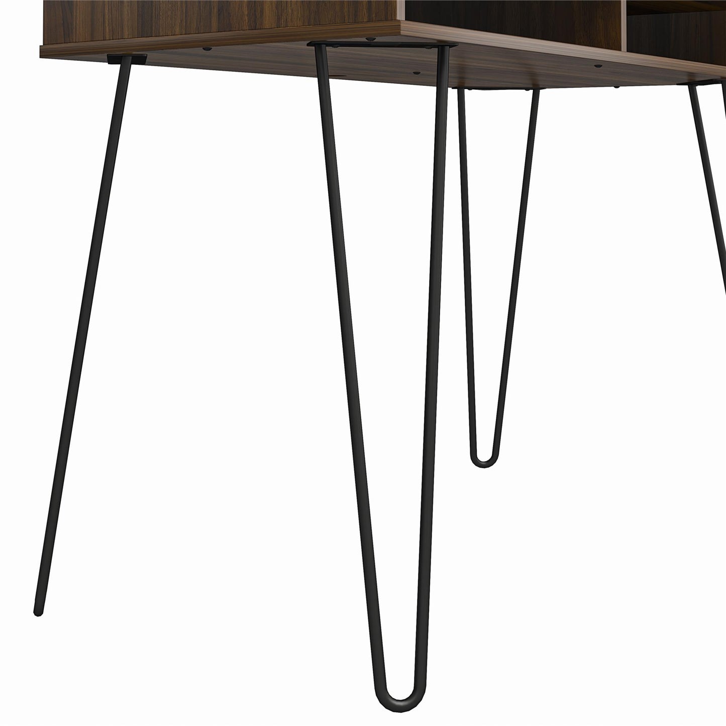 Atwood Computer Desk with Open Storage Shelves and Hairpin Legs - Florence Walnut