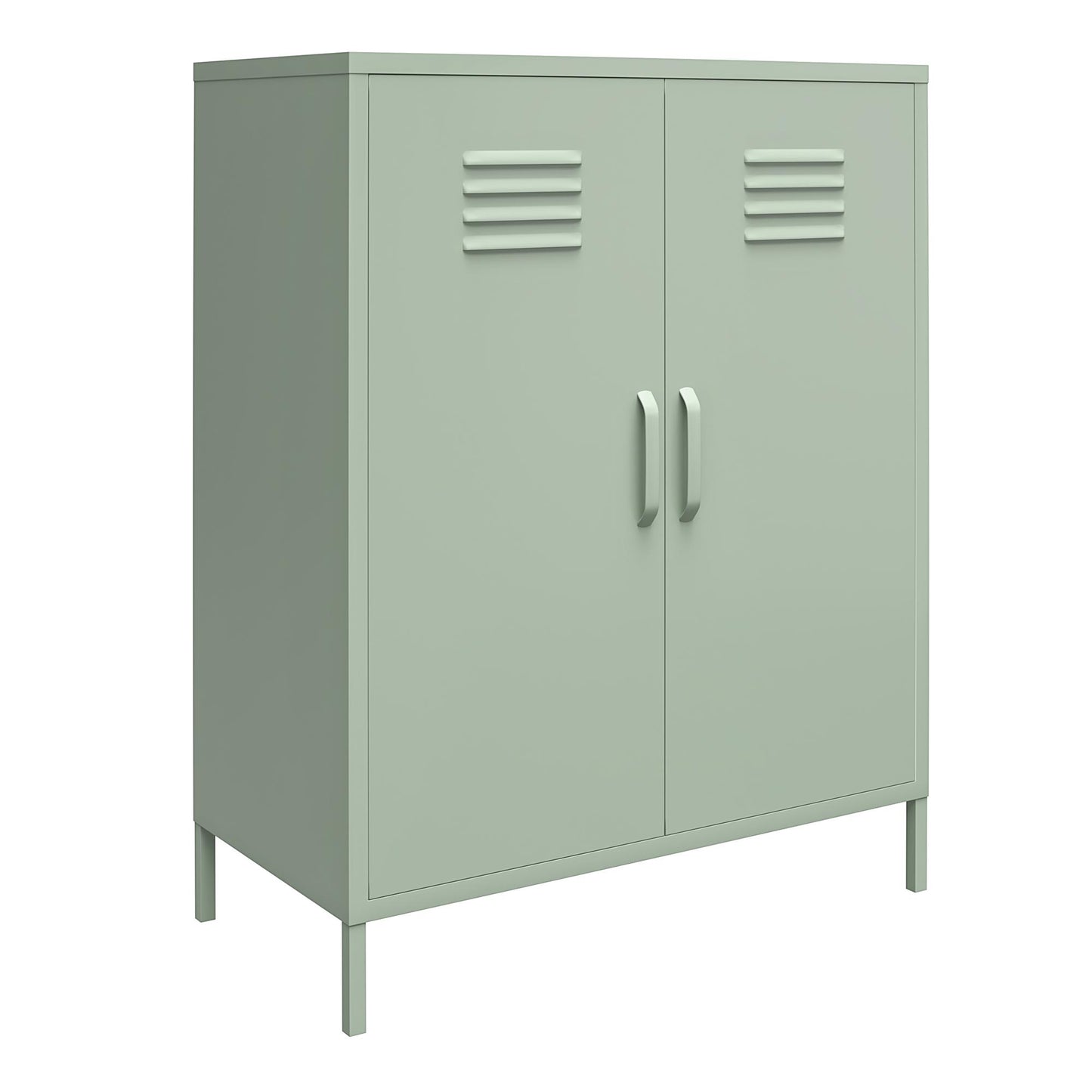 Shadwick 2 Door Metal Locker Storage Cabinet with 3 Shelves - Pale Green